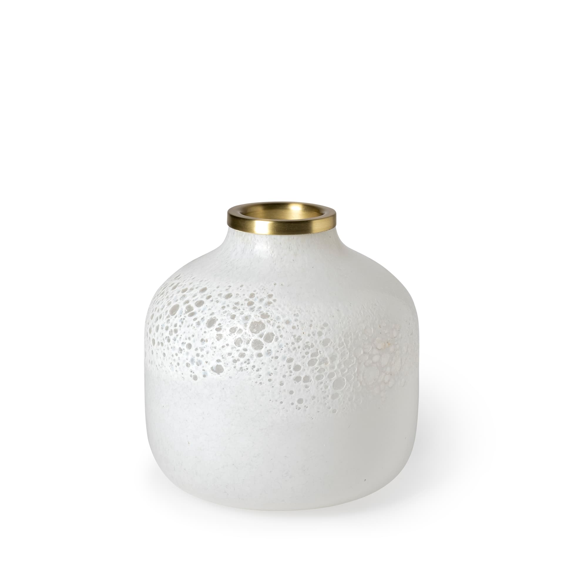 Pearl Short White Gold Rim Glass Vase — product photograph