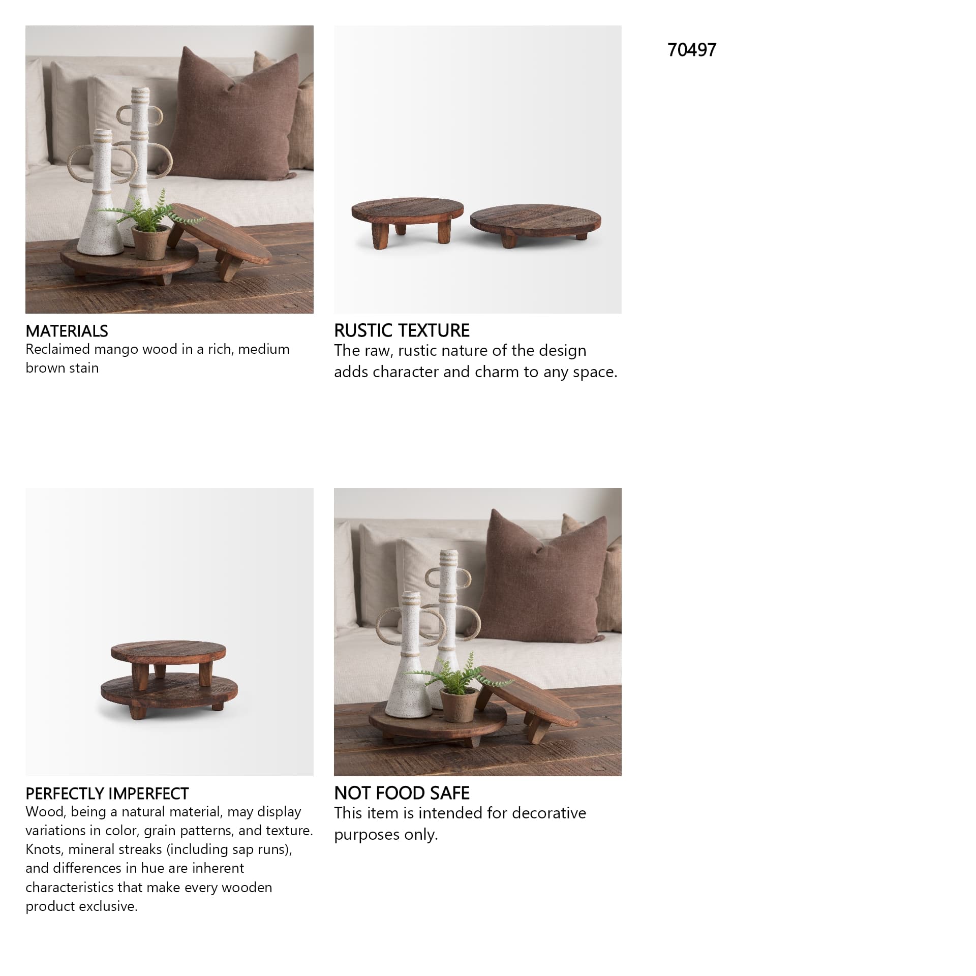 Iza Medium Brown Wooden Riser (Set of 2) — in a styled room