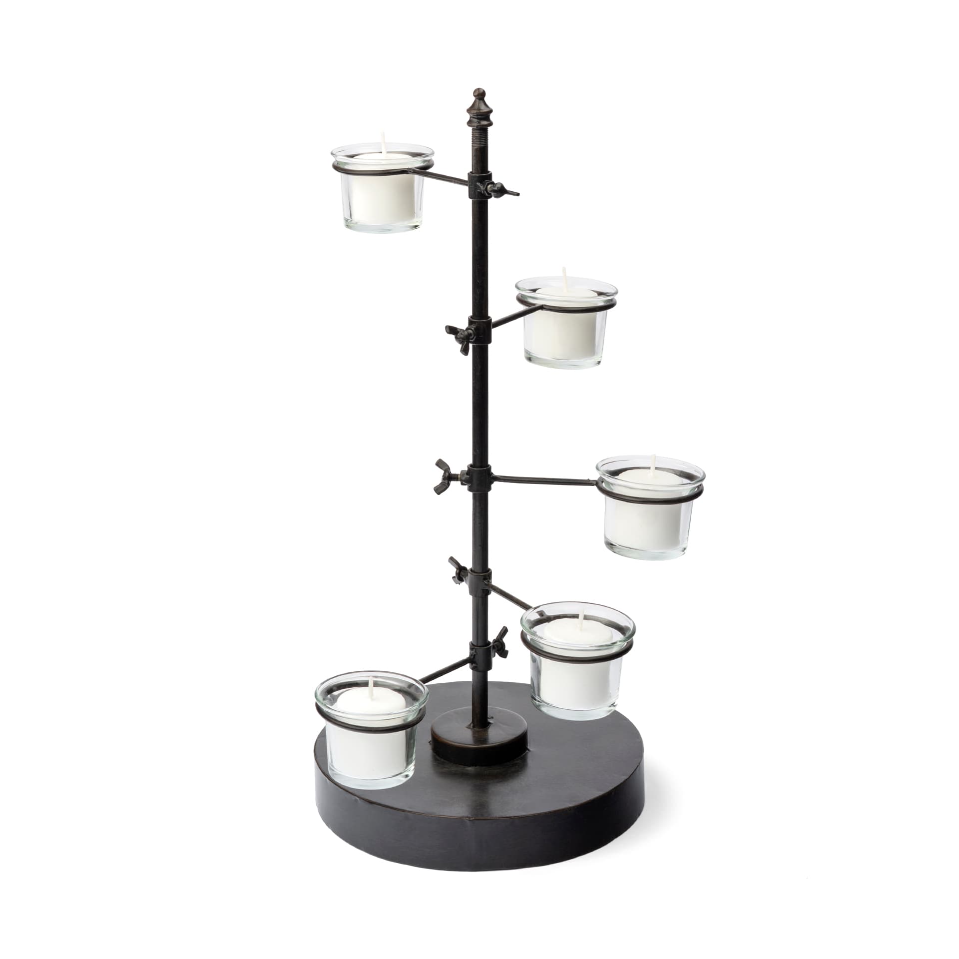 Jaran Black Metal Five Armed Tealight Table Candle Holder — product photograph