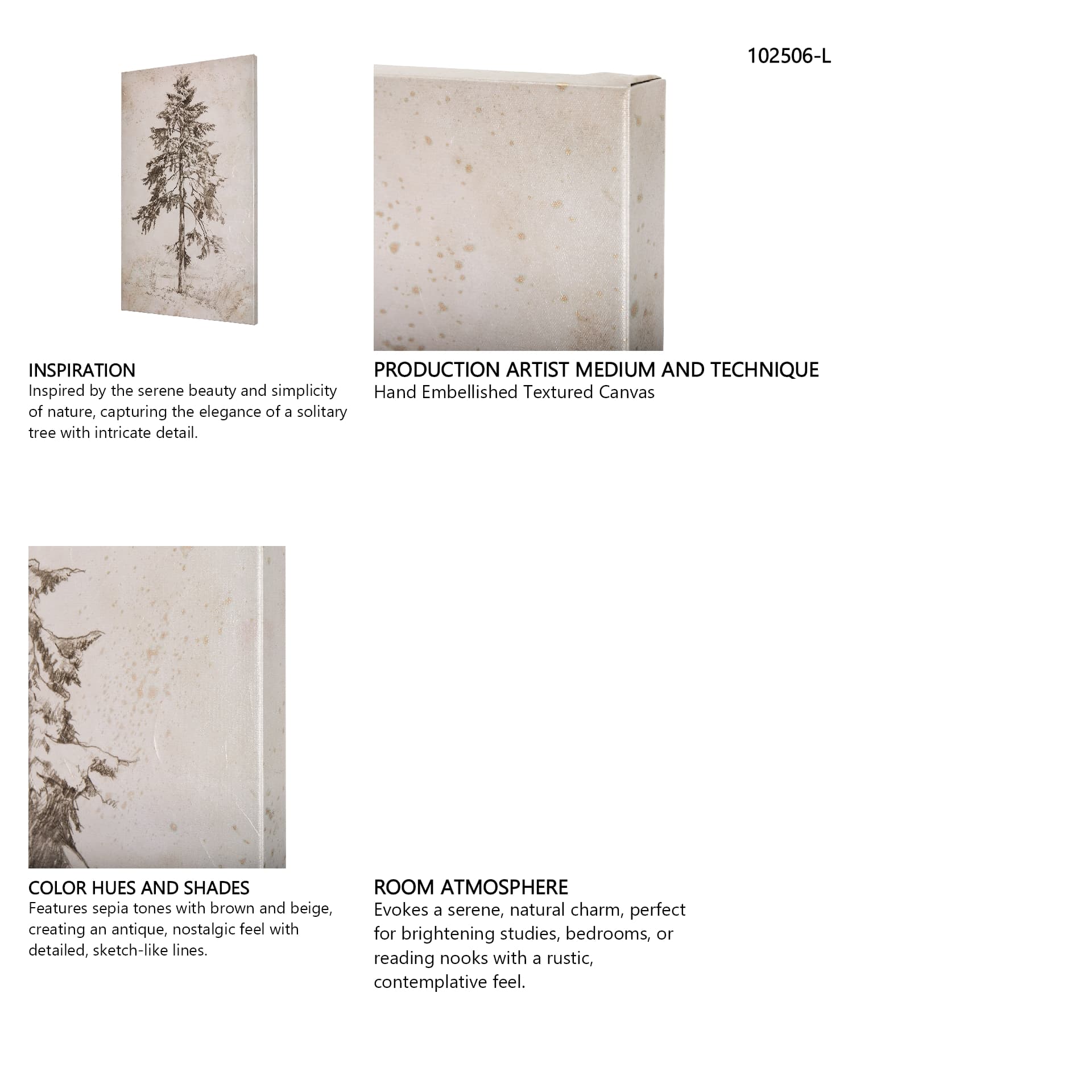 Westcoast Tree Drawing II by Mercana Studio a Hand Embellished Textured Canvas — in a styled room