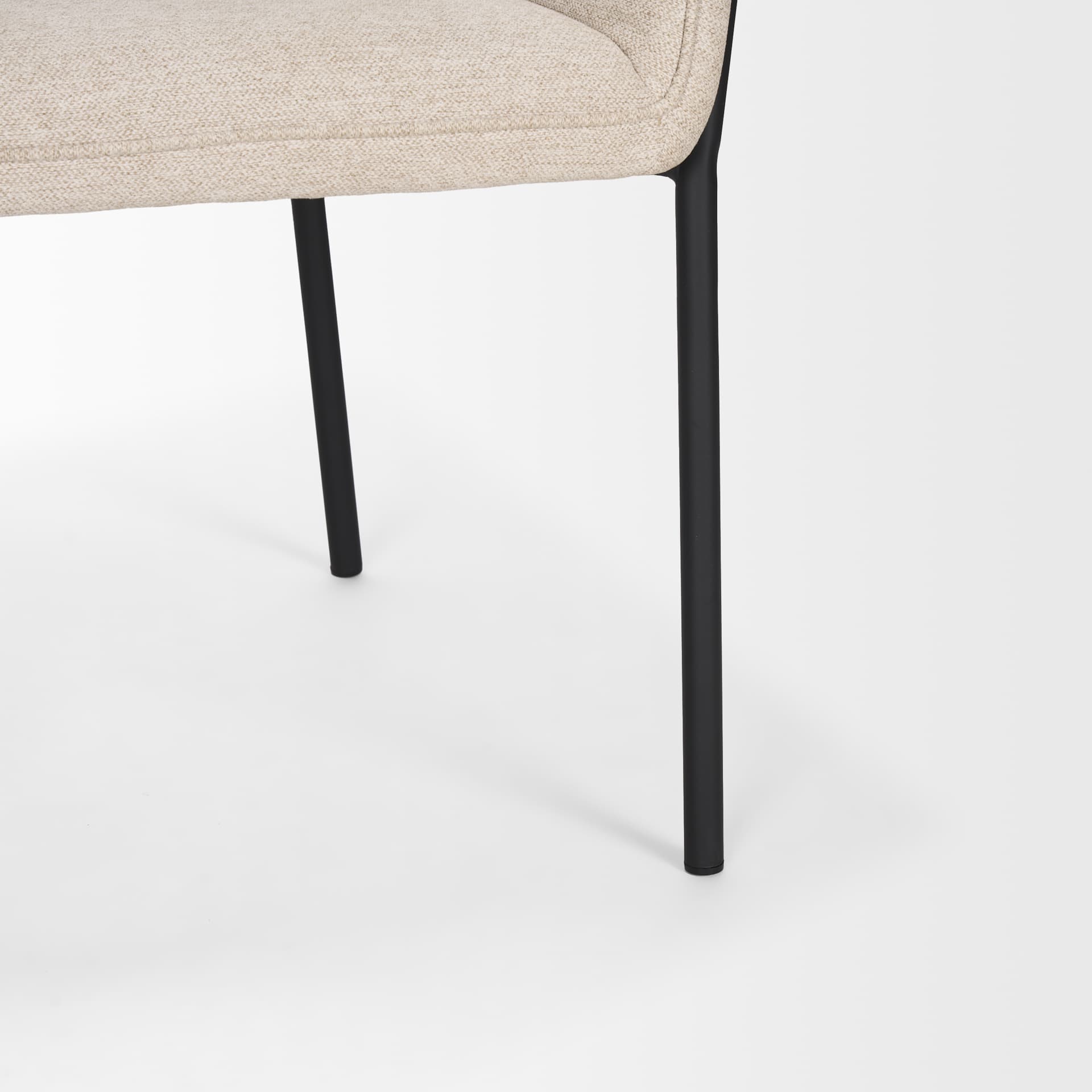 Brently Curved Back Dining Arm Chair | Oatmeal Fabric w/ Metal — product photograph