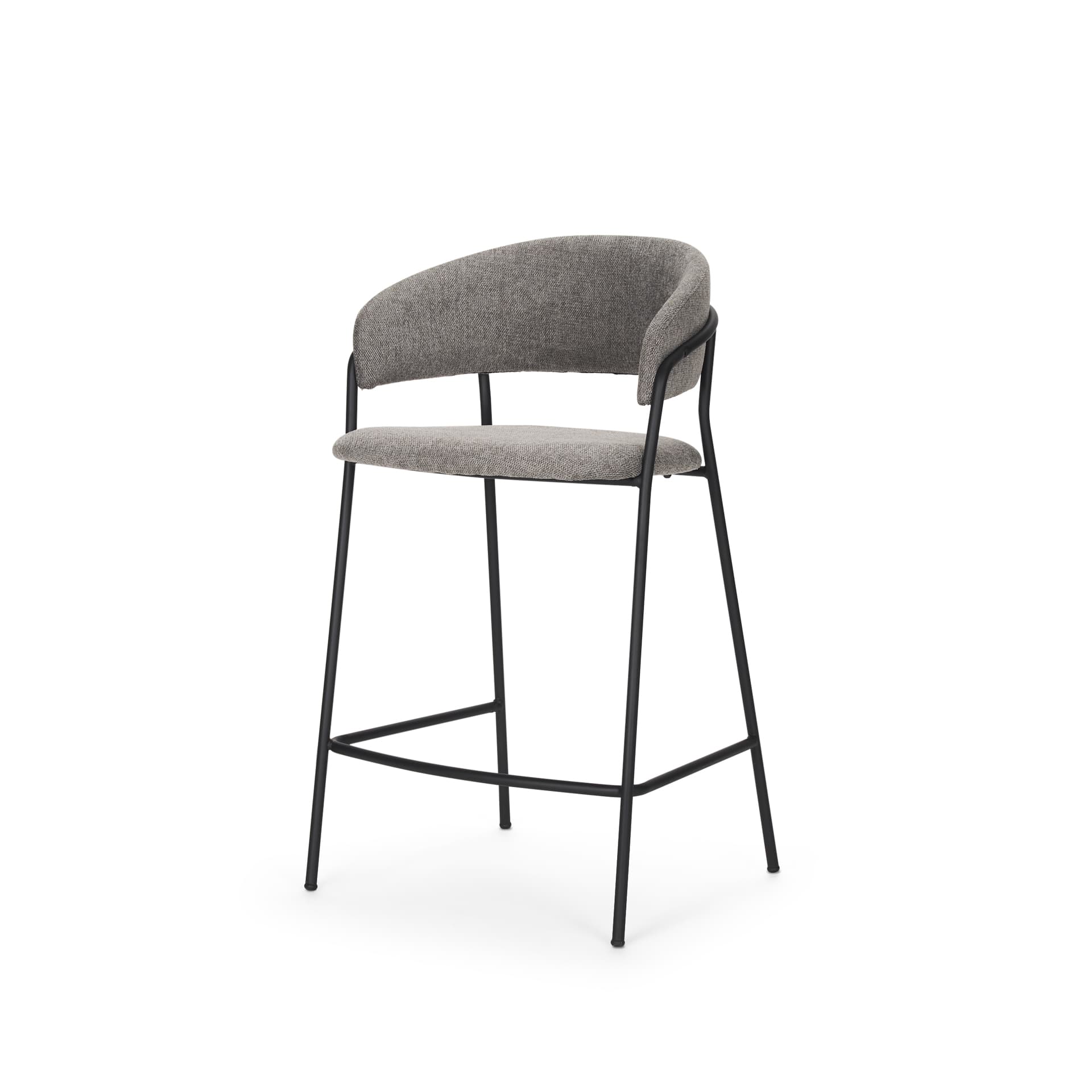Carolyn Low Back 25.9in Seat Counter Stool | Gray Fabric — product photograph