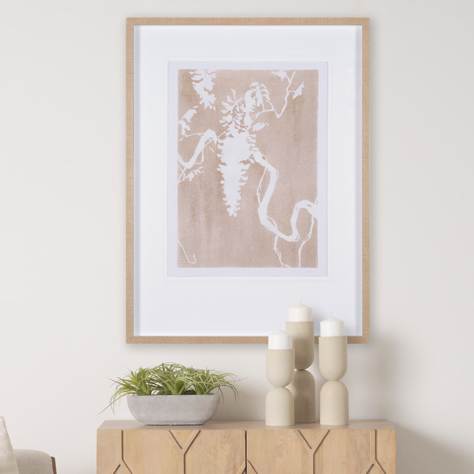 Flower Silhouette-Wisteria by Mercana Studio Hand Embellished Framed Art Print Matted under Glass — product photograph