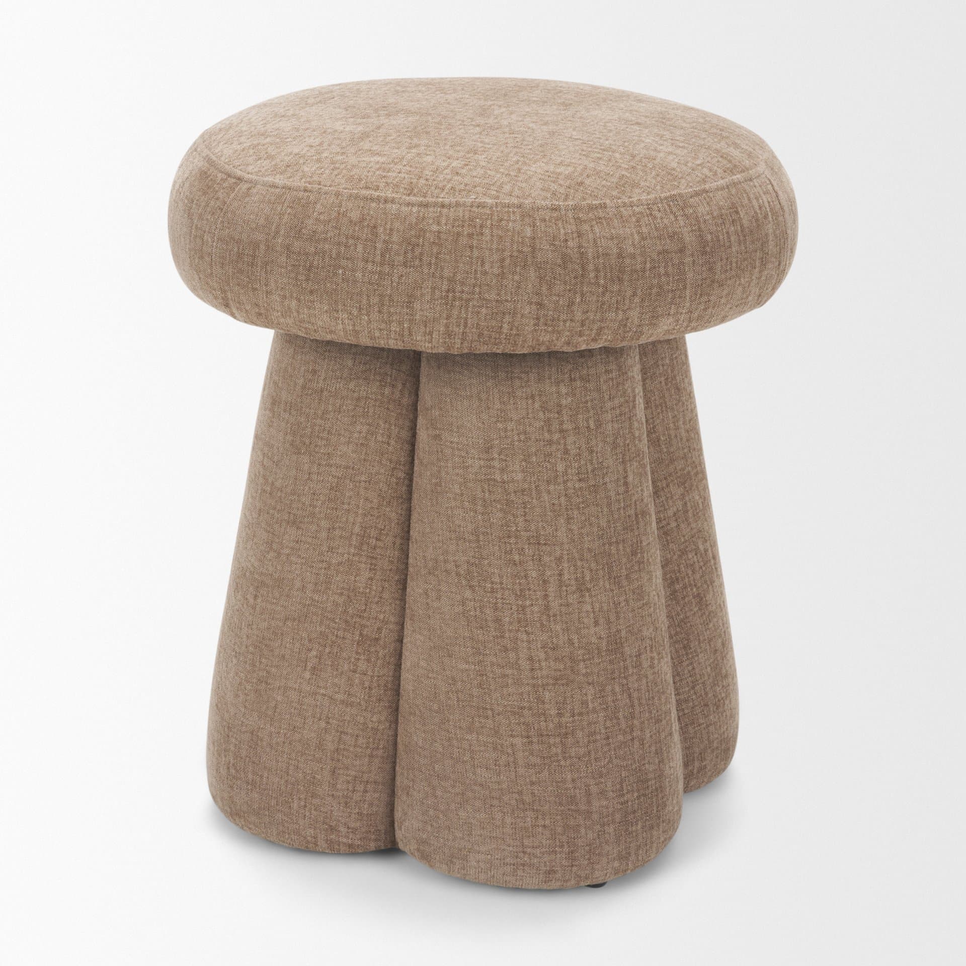 Oona Upholstered Ottoman | Stonewashed Latte Fabric | 3 Legs — product photograph