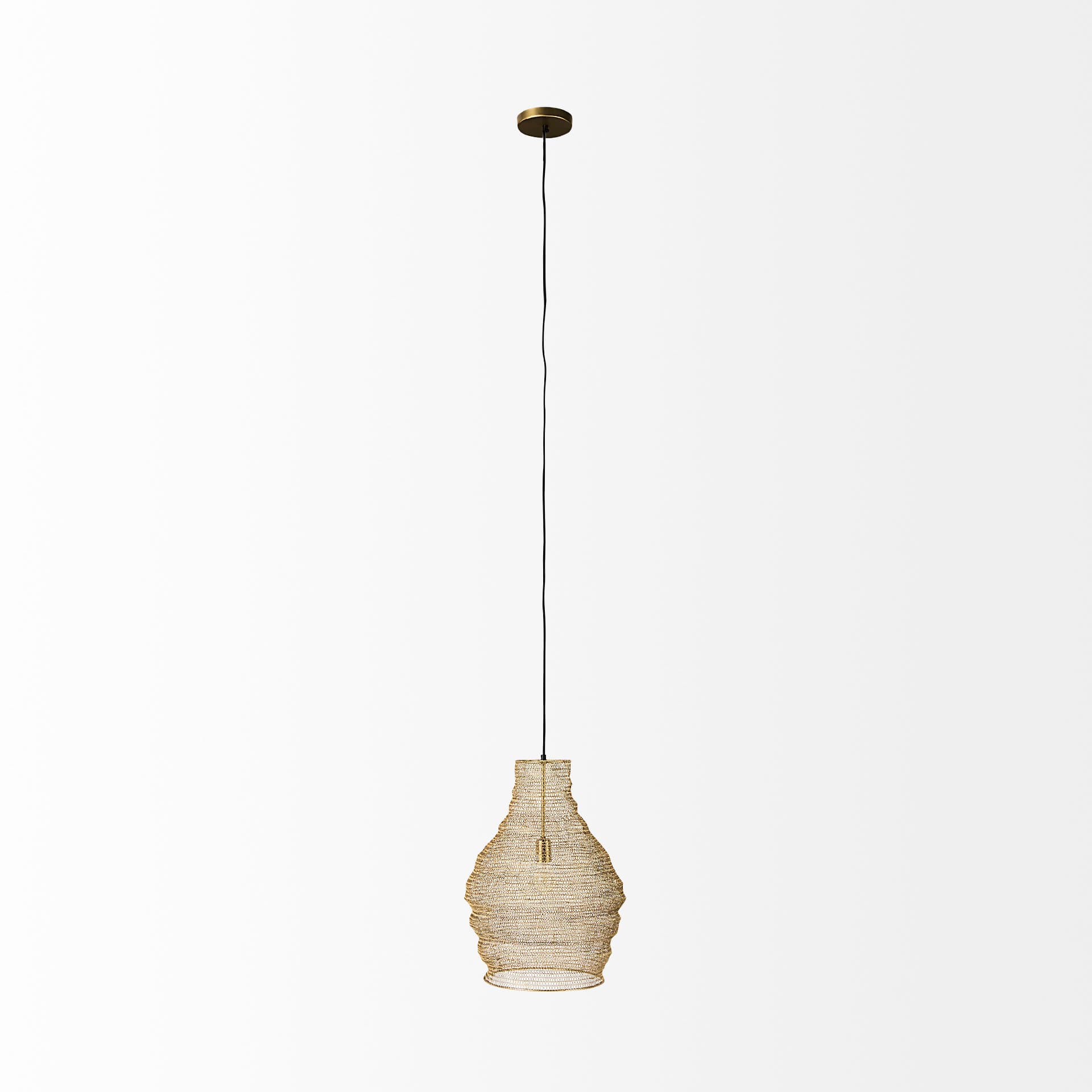 Halycon 16.0L x 16.0W x 20.0H Gold Mesh and Iron Pendant Light — product photograph