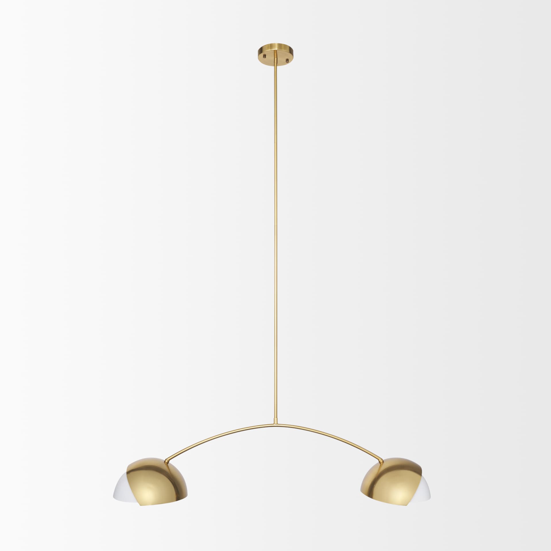 Cybill Brushed Brass w/ White Metal Shades 2-Light Chandelier — product photograph