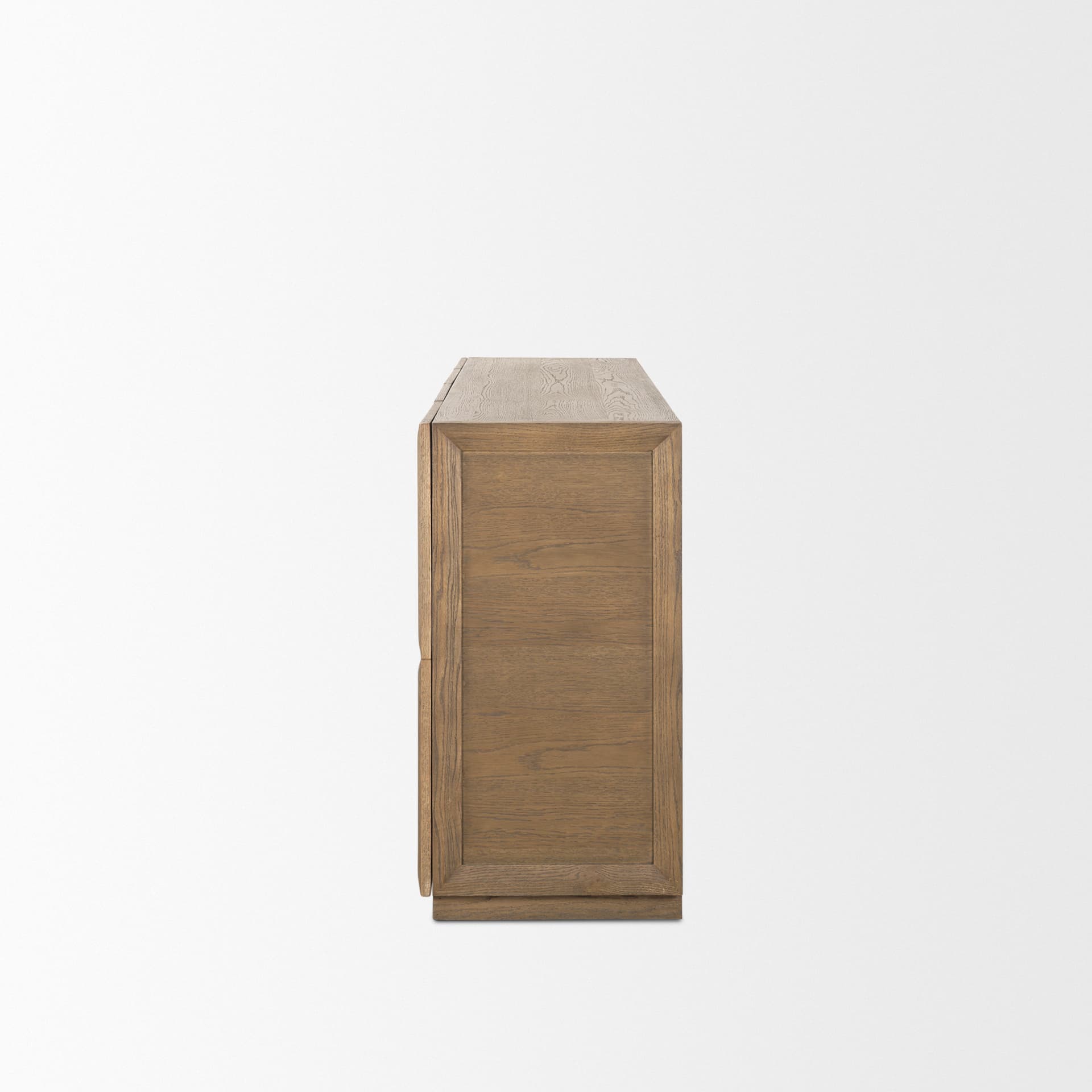 Sina Brown Oak Wood w/ Natural Rattan 4 Door Sideboard — product photograph