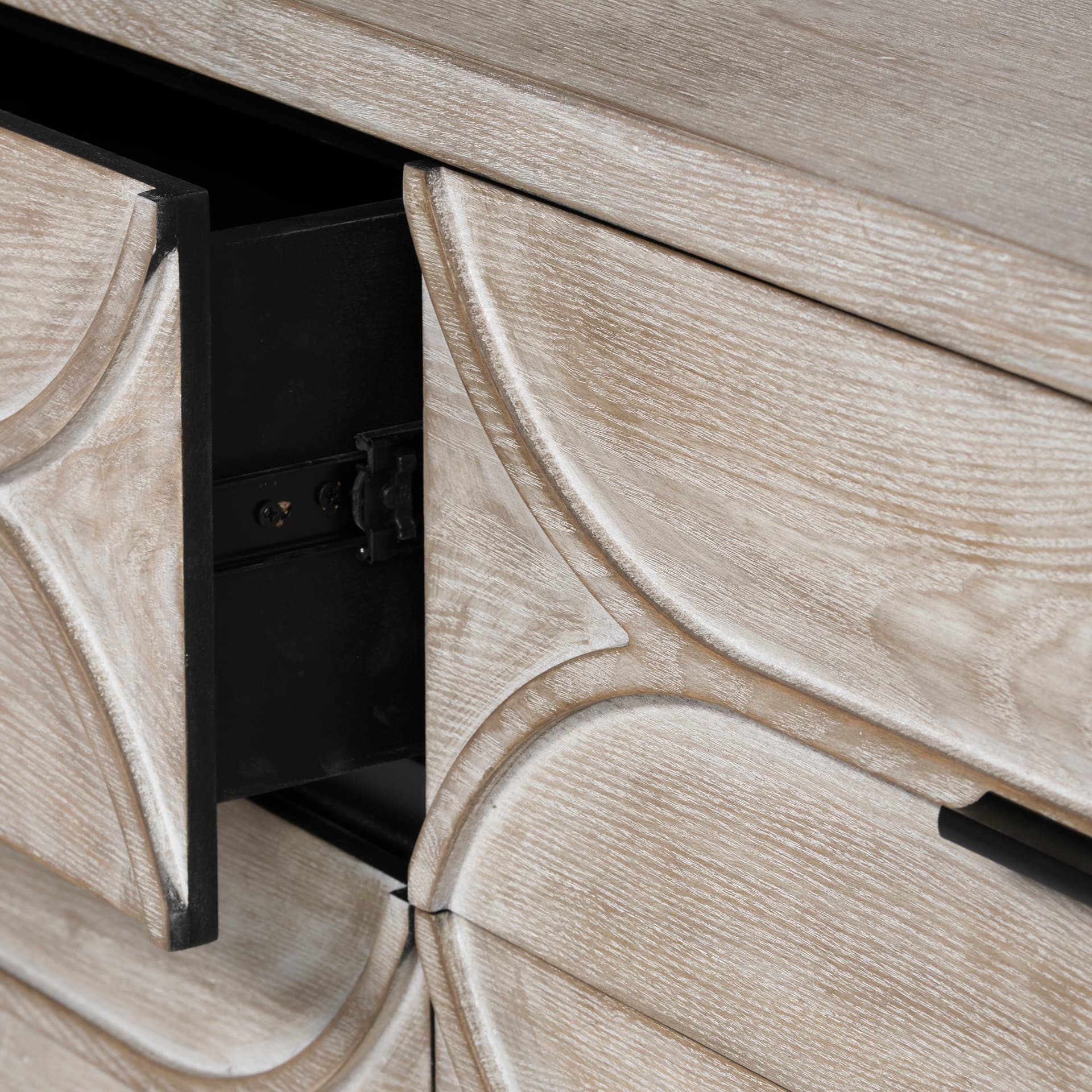 Giselle II Brown Fir Veneer W/Black Metal Leg 9 Drawer Sideboard — product photograph