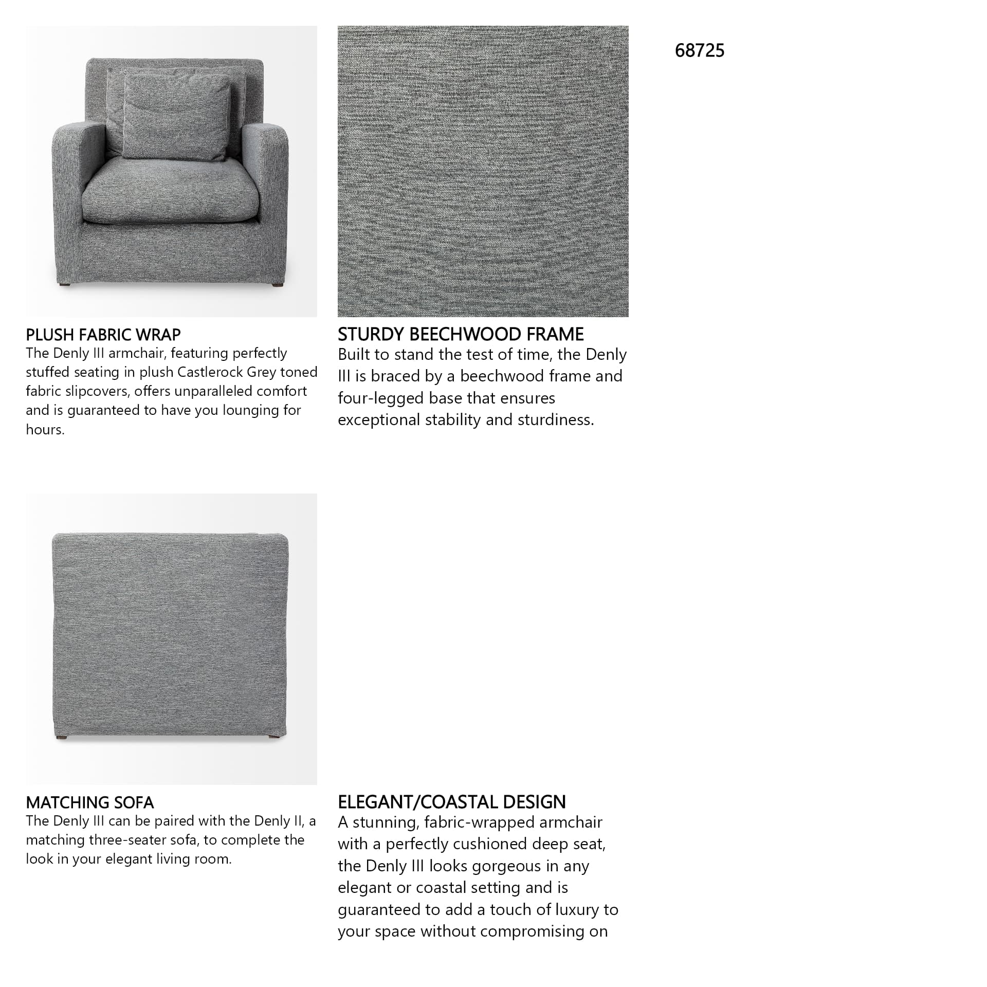Denly III 38 X 38.25 X 34.5 Castlerock Gray Slipcover Upholstered Arm Chair — in a styled room
