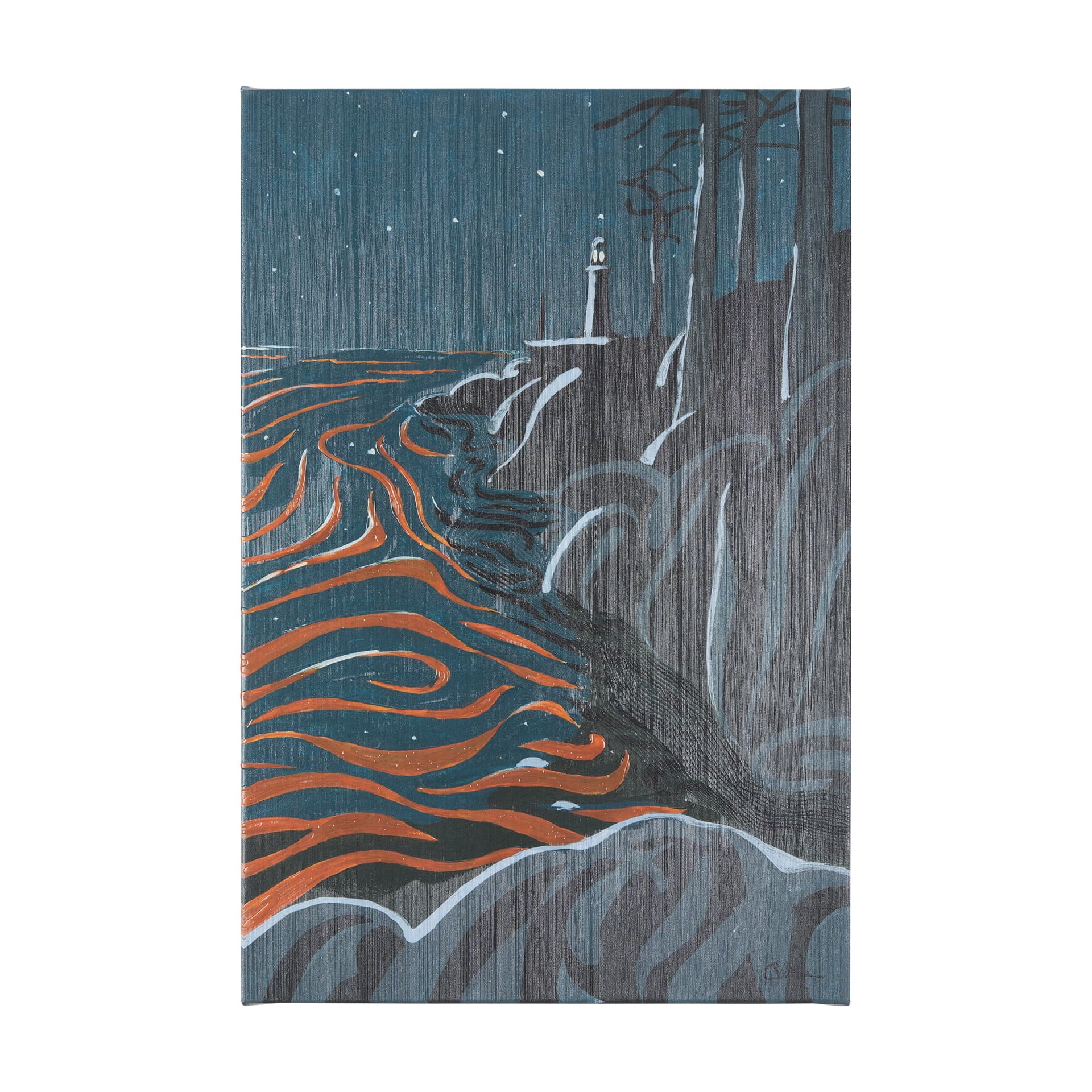 Sea bay at nitght III by Mercana Studio a Hand Embellished Textured Canvas — product photograph