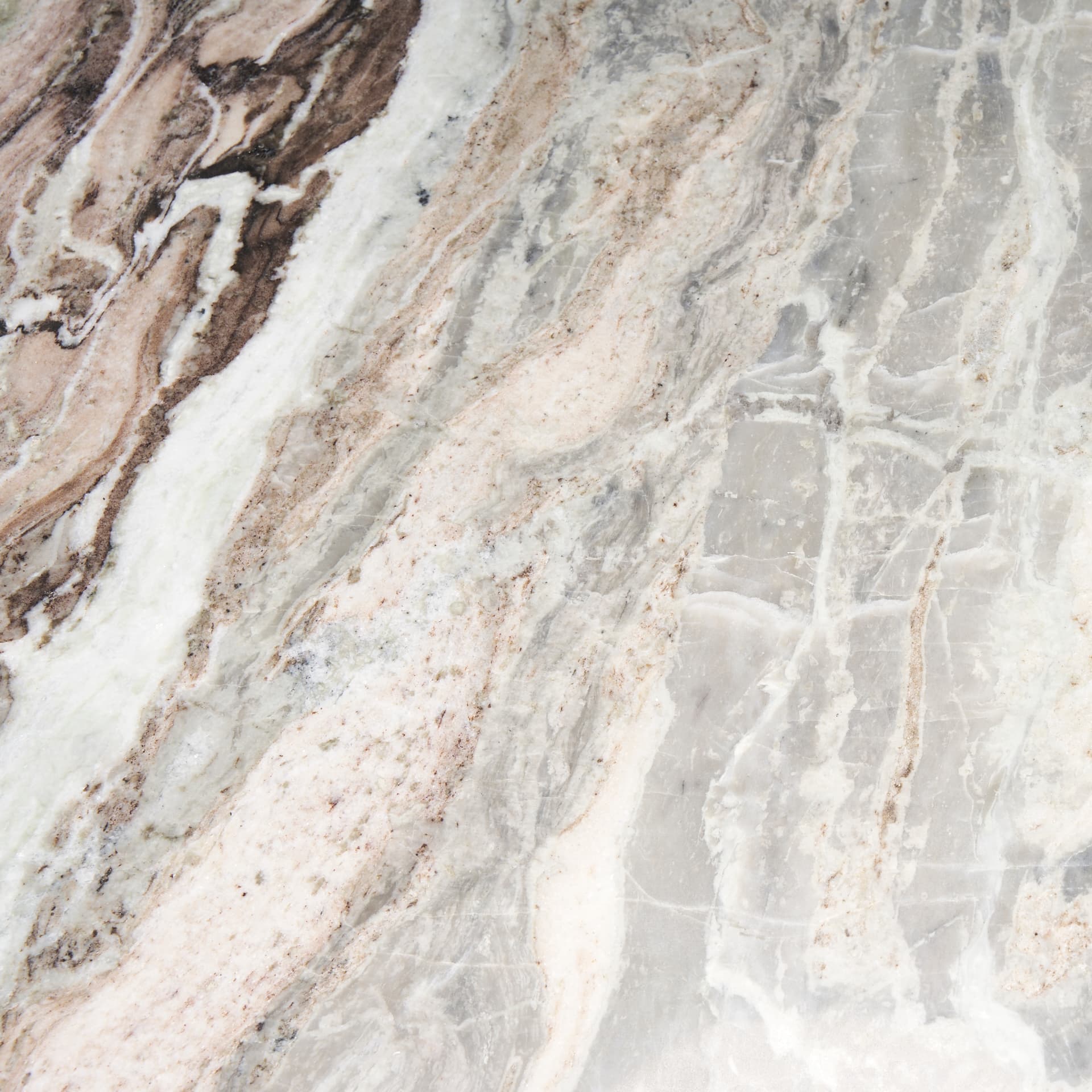 Allyson 54" Round Pedestal Dining Table | Savar Pink Marble & Brown Wood | Seats 6 — product photograph