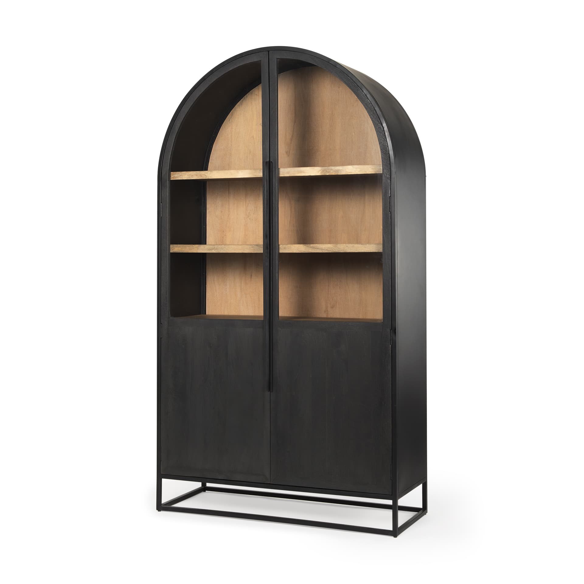 Sloan 47.5W x 85.5H Black Wood W/Black Metal Frame Arch Cabinet — product photograph