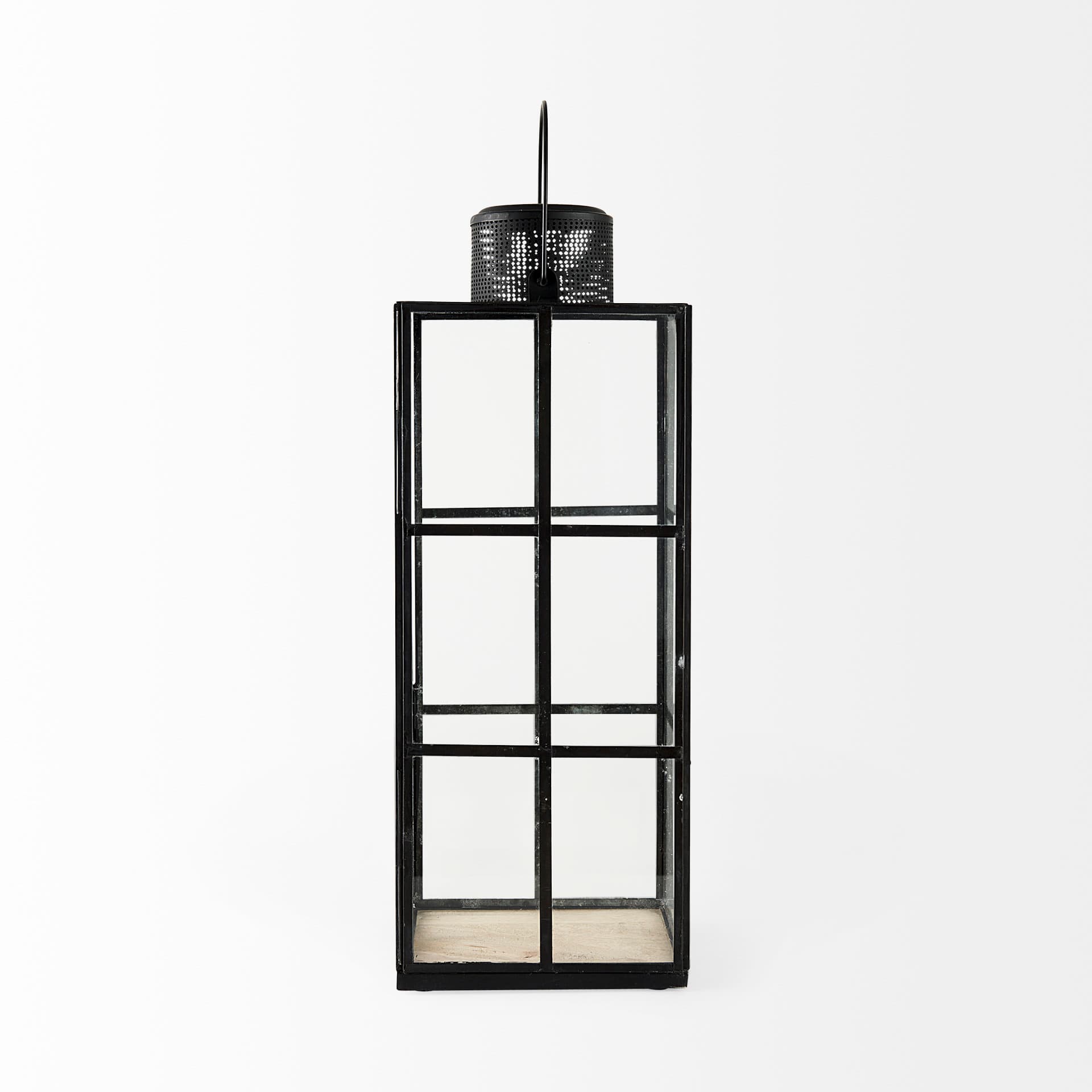 Gamfield 6.1L x 6.1W x 16.7H Large Black Metal and Glass Lantern — product photograph