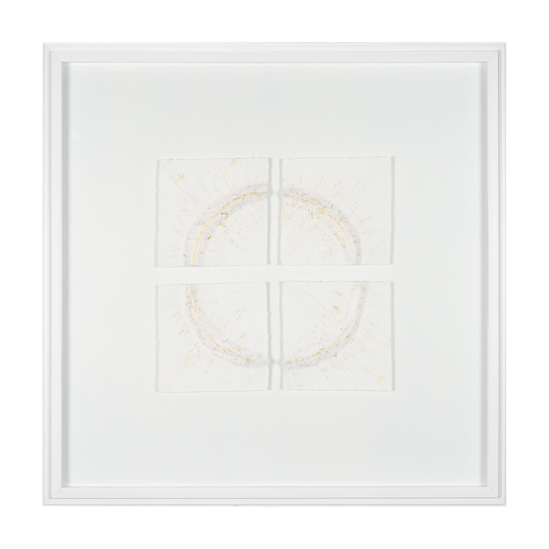 Equal Quadrants White by Studio M a handmade Original Framed 3D Textured Artwork under Glass — product photograph