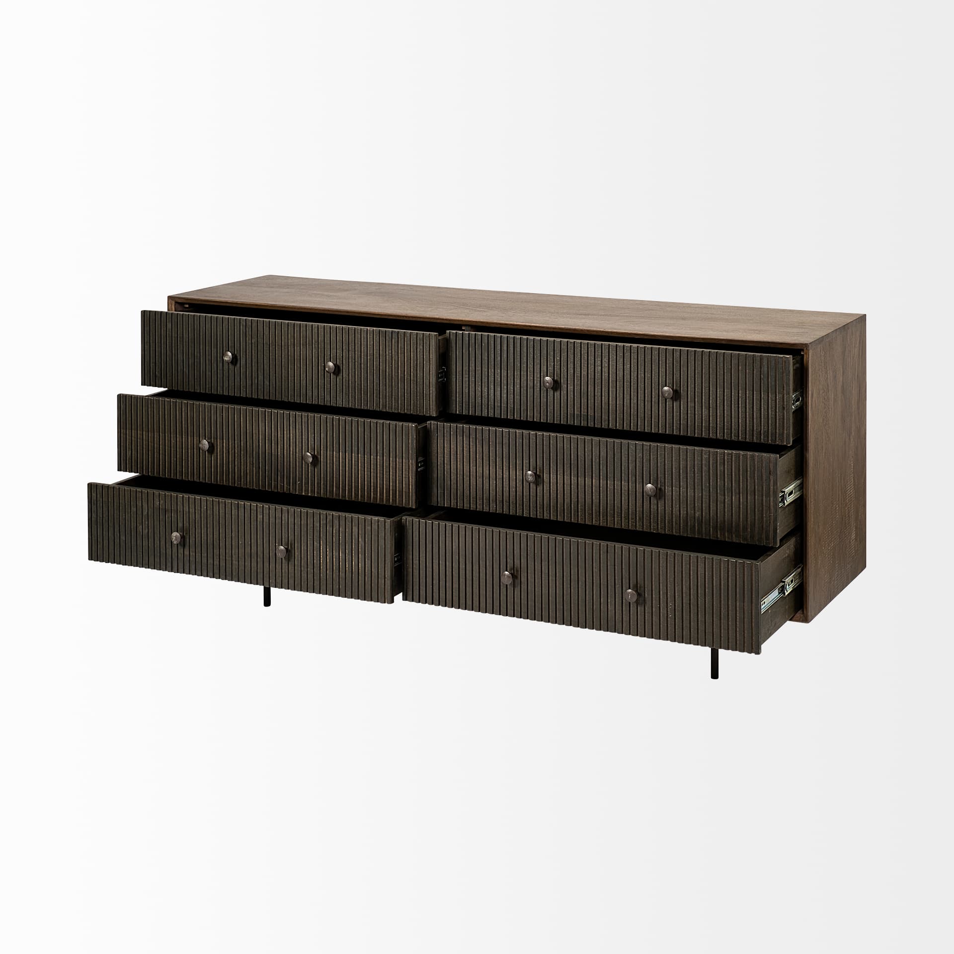 Grace 70Wx18.5Lx31.25H Two-Tone Brown Solid Wood 6 Drawer Sideboard — product photograph