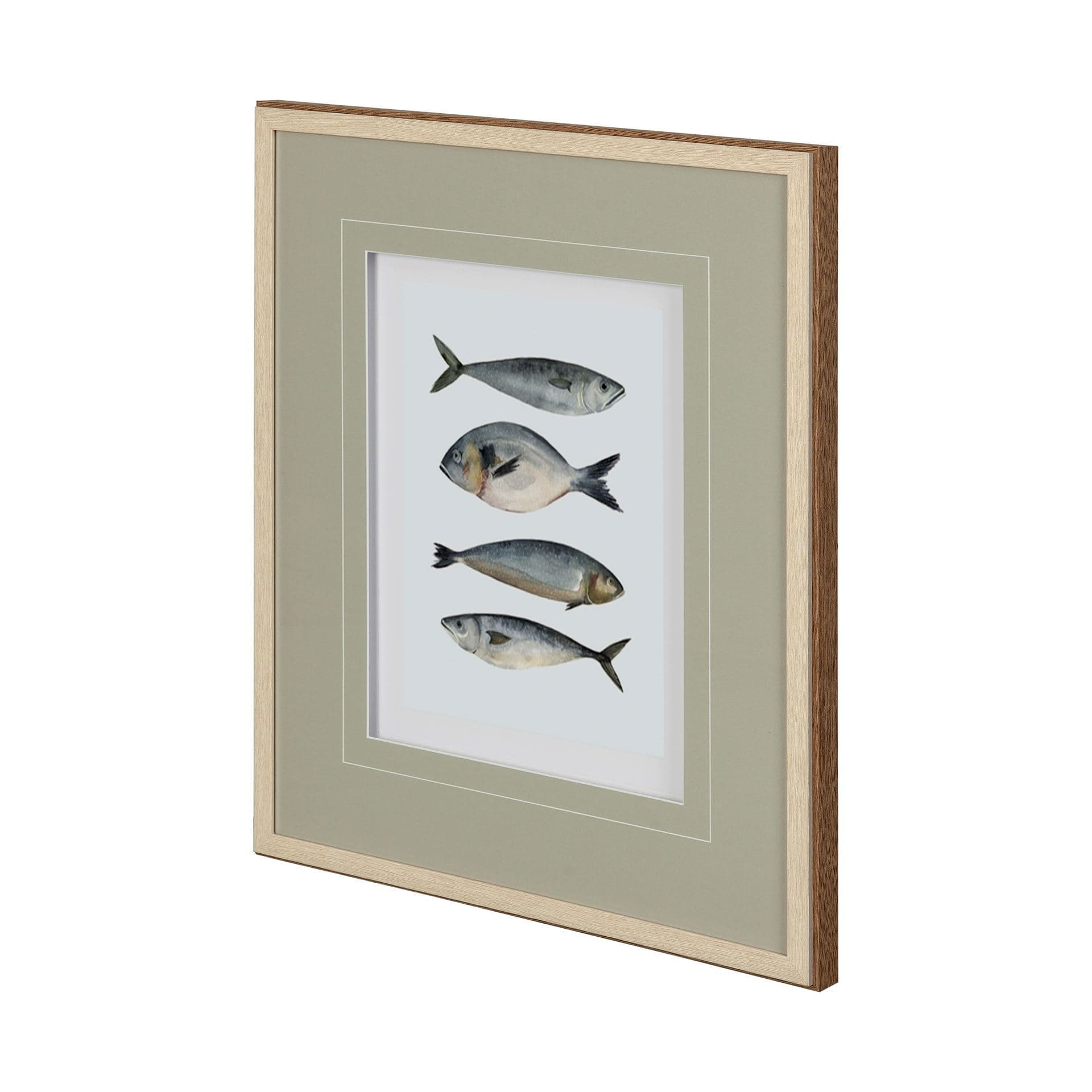 Four Fish II by Emma Scarvey a Hand Embellished Textured Framed Art Print Matted under Glass — product photograph