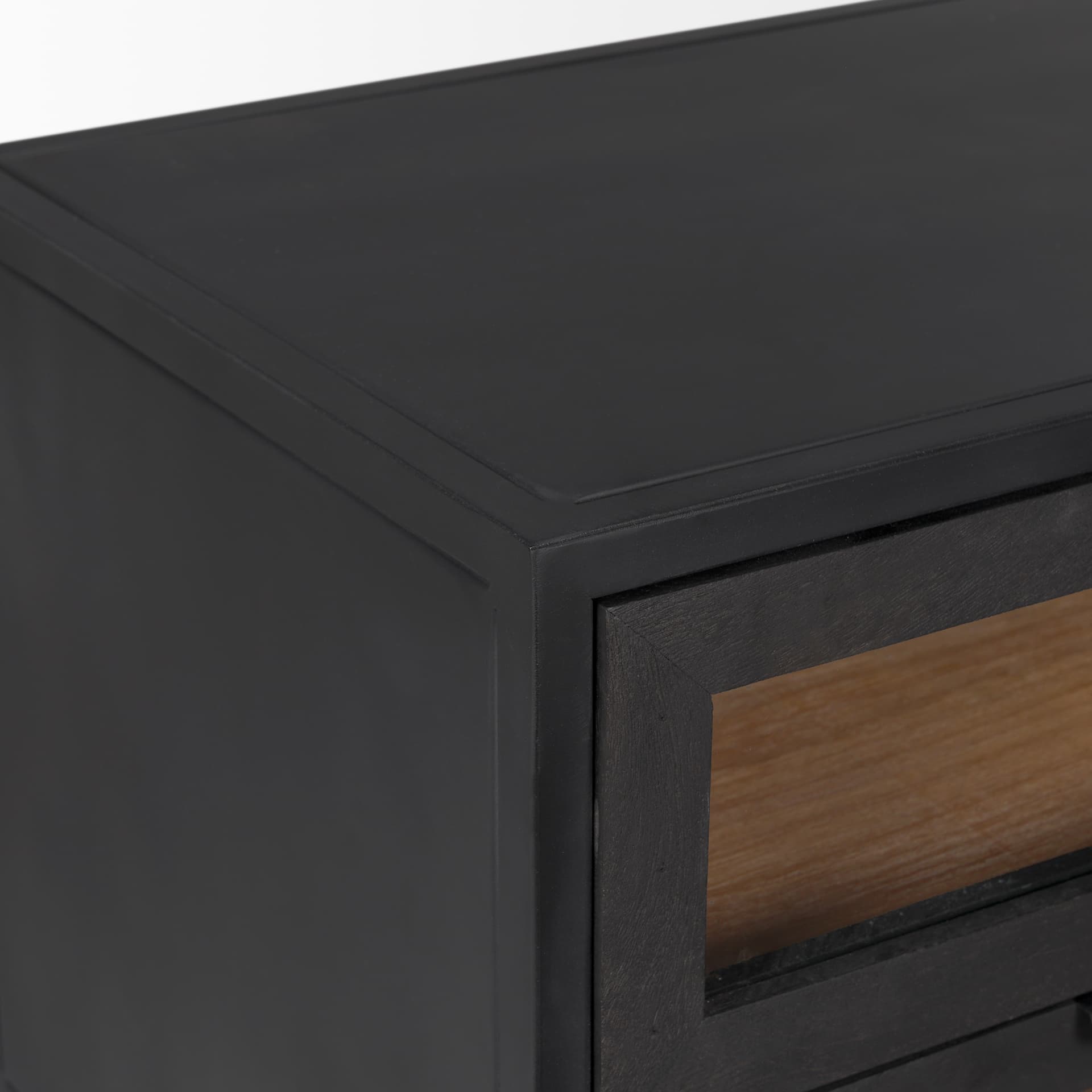 Sloan Black Wood W/Black Metal Frame Side Table — product photograph
