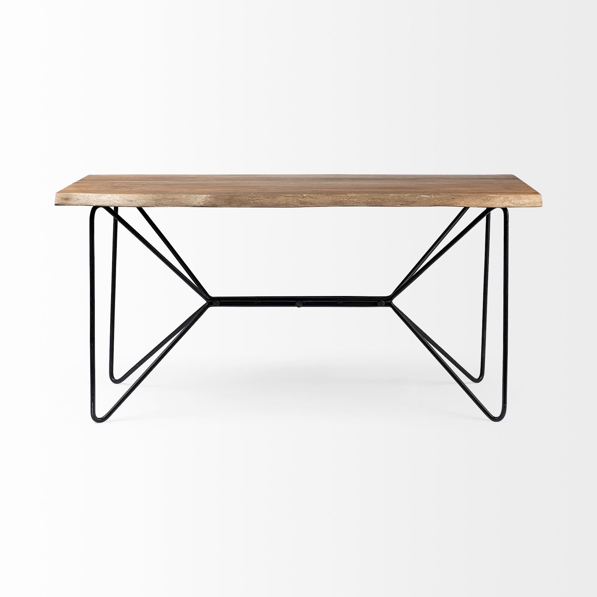 Papillion IV 60L x 26W Natural Solid Wood and Live Edge Iron Office Desk — product photograph
