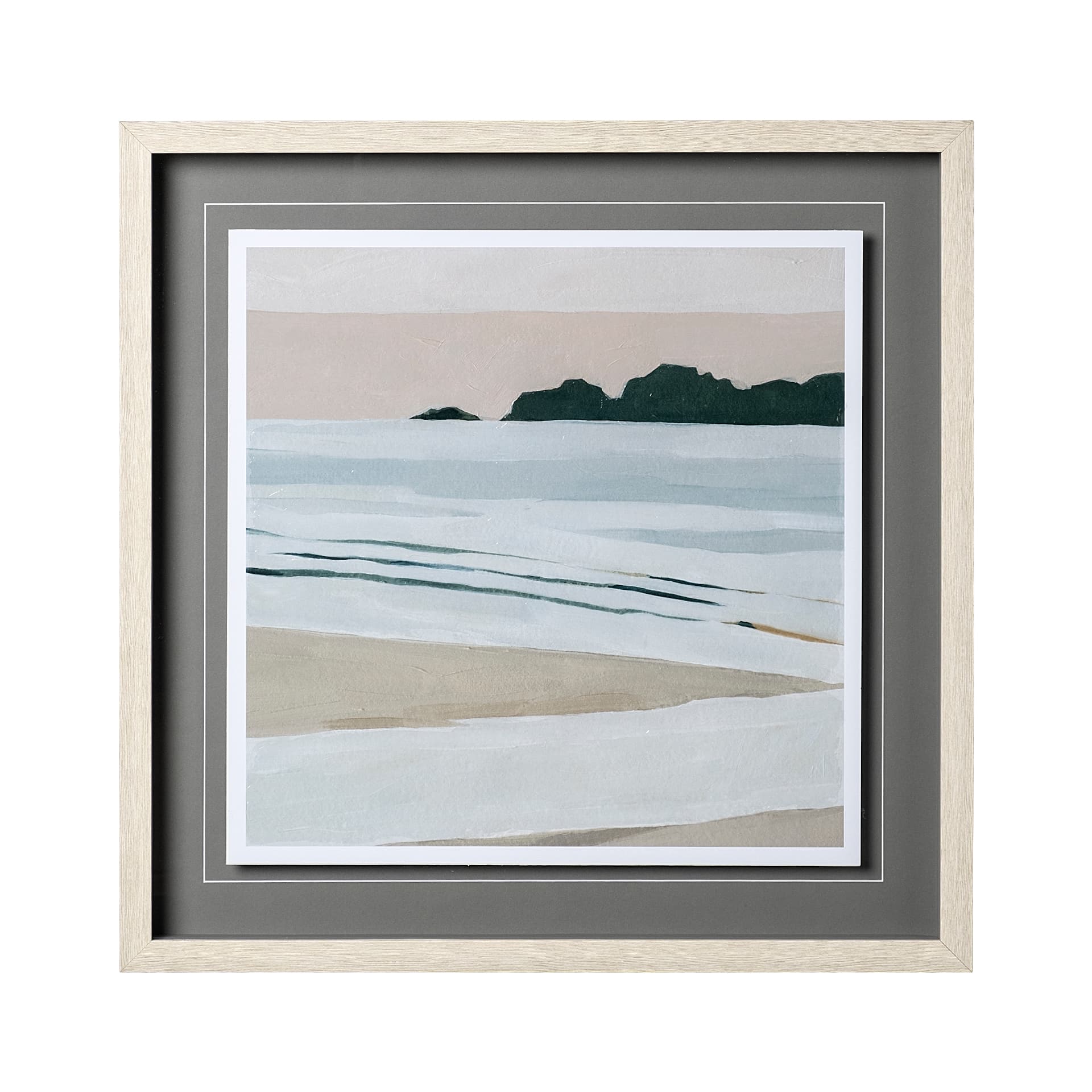 Coastal Lines I by Emma Scarvey a Hand Embellished Textured Framed Art Print Matted under Glass — product photograph