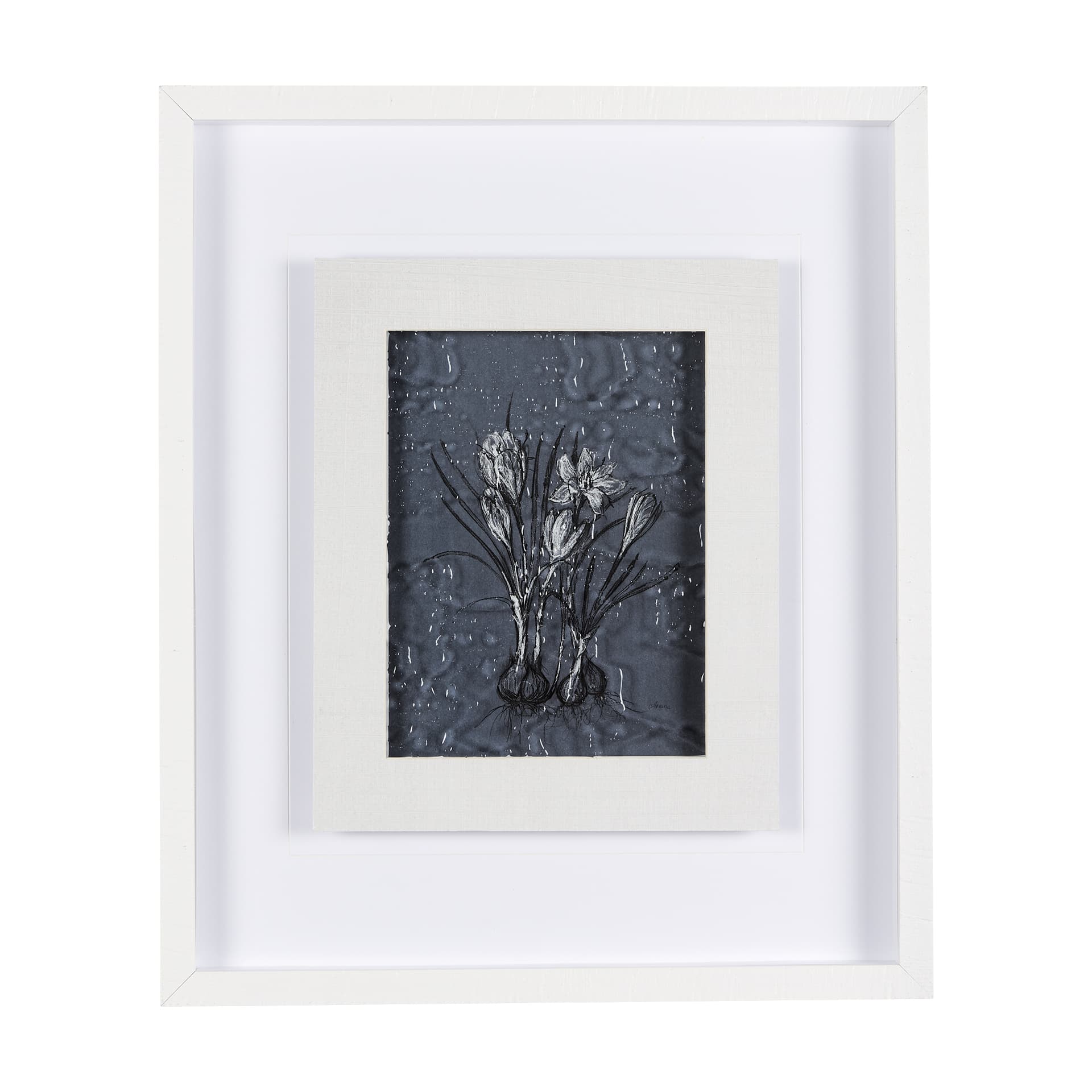 Botanical sketches V (Blue) by Mercana Studio Hand Embellished Framed Art Print Matted under Glass — product photograph