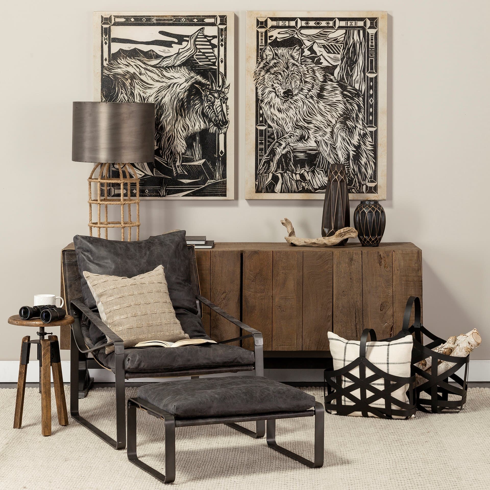 Hornet II Black Leather Body Metal Frame Accent Chair — product photograph