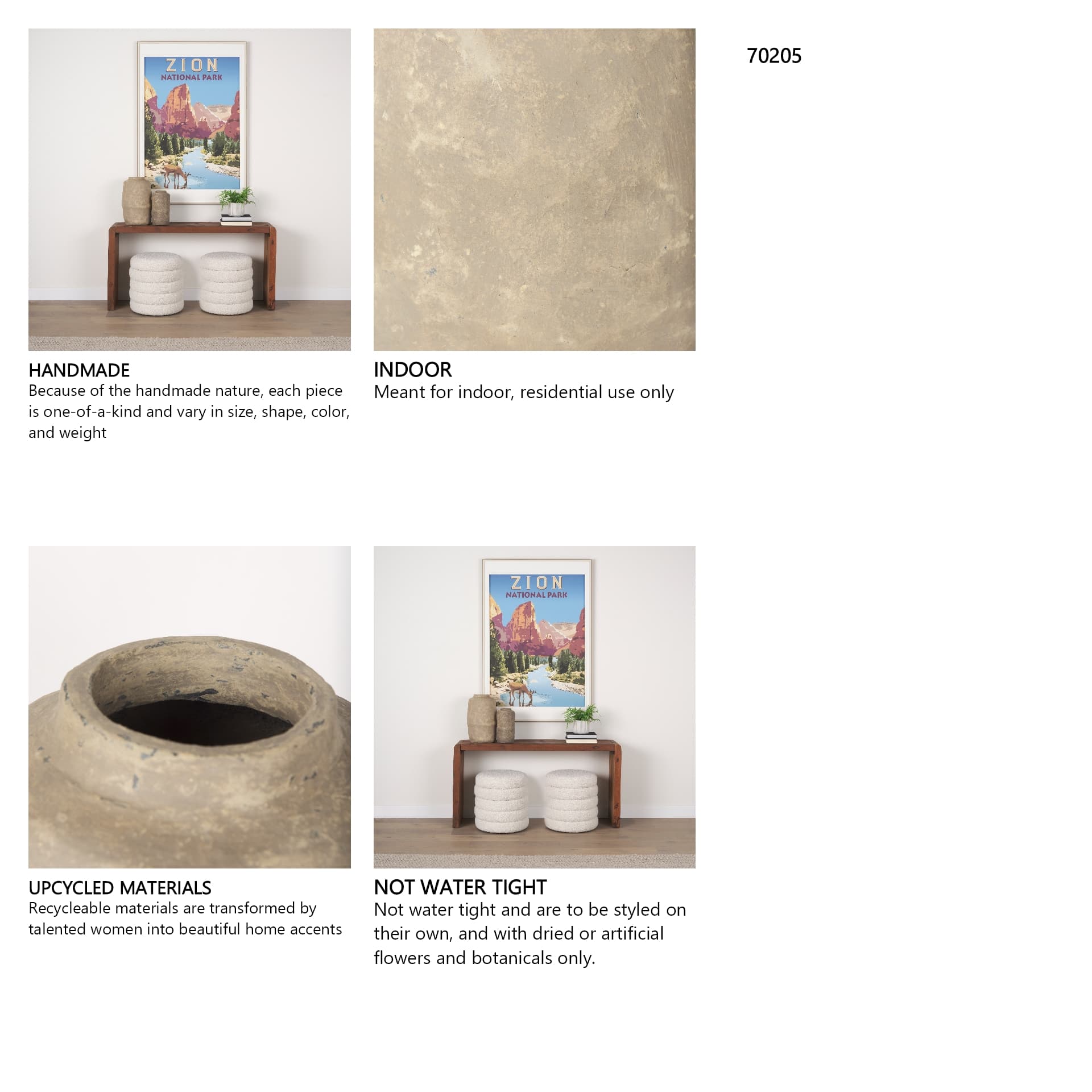 Bala Large Gray Paper Mache Vase — in a styled room