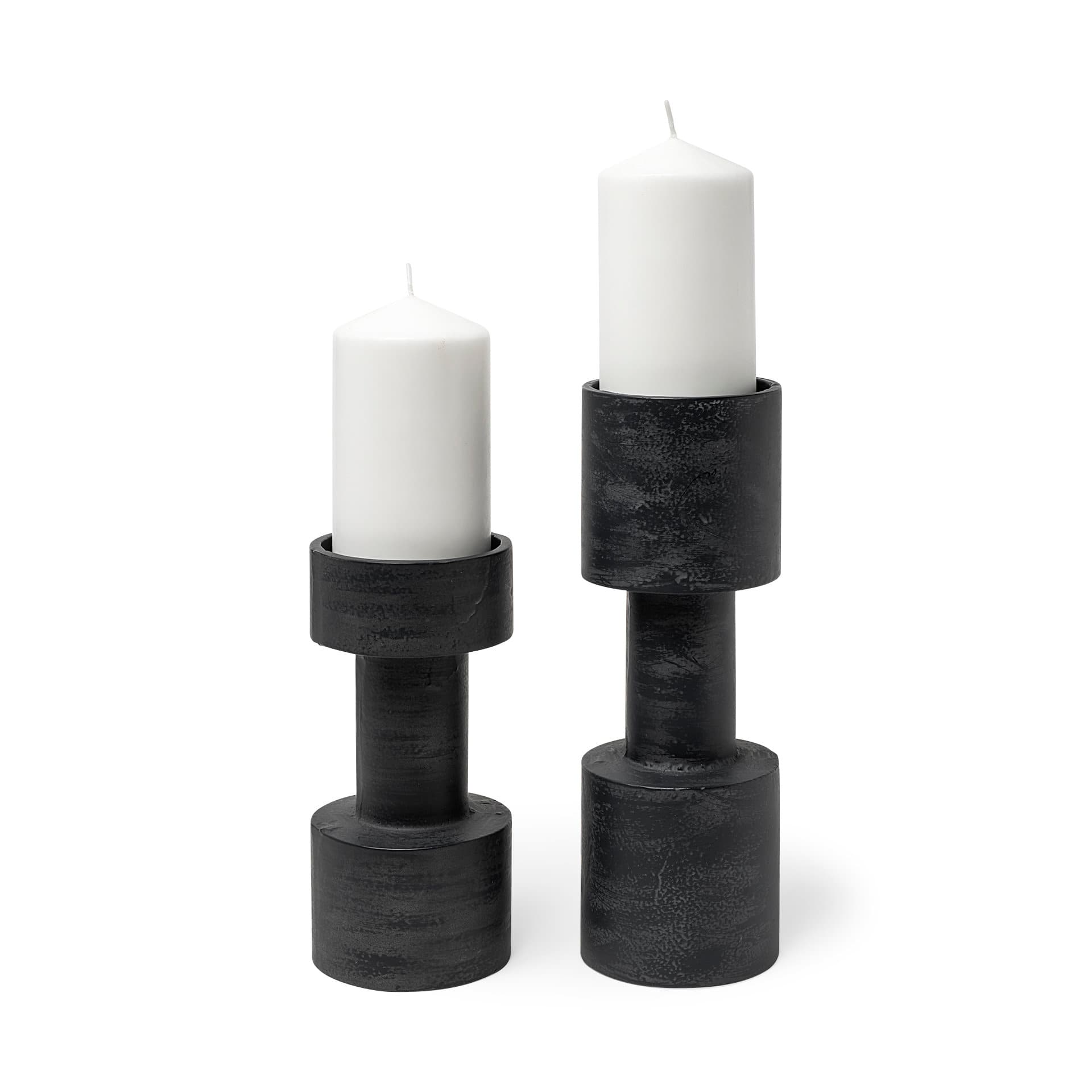 Bolton I 3.9L x 3.9W x 10.6H Black Metal Table Candle Holders — product photograph
