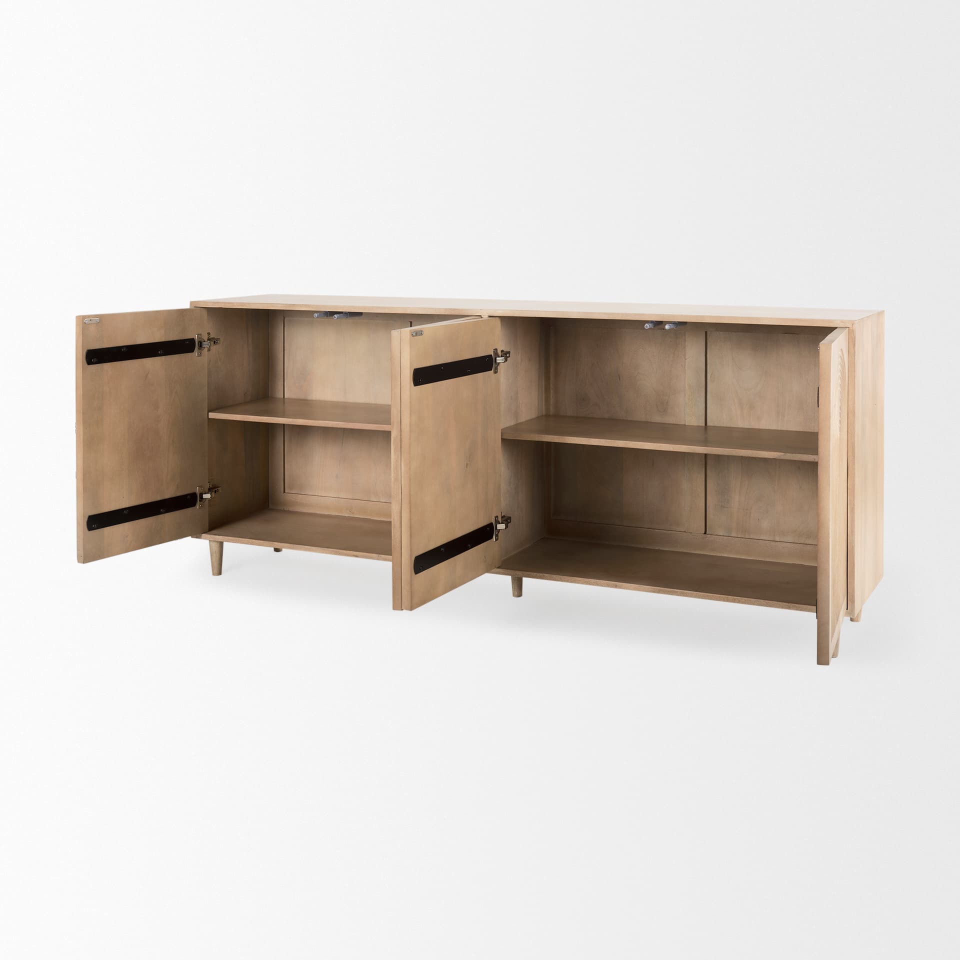 Tucker Light Brown Wood w/ Carved Arch Pattern 4 Door Sideboard — product photograph