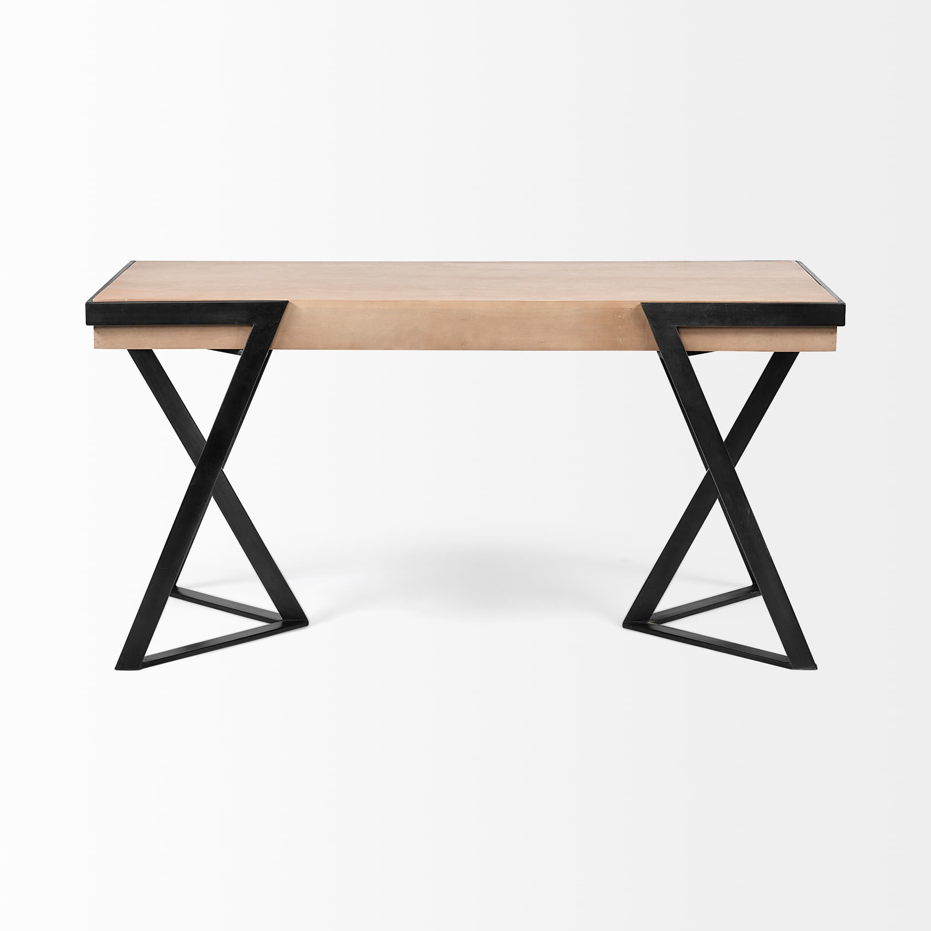 Steinbeck 61L x 28.75W x 30H Light Brown Wooden Iron Frame Office Desk — product photograph