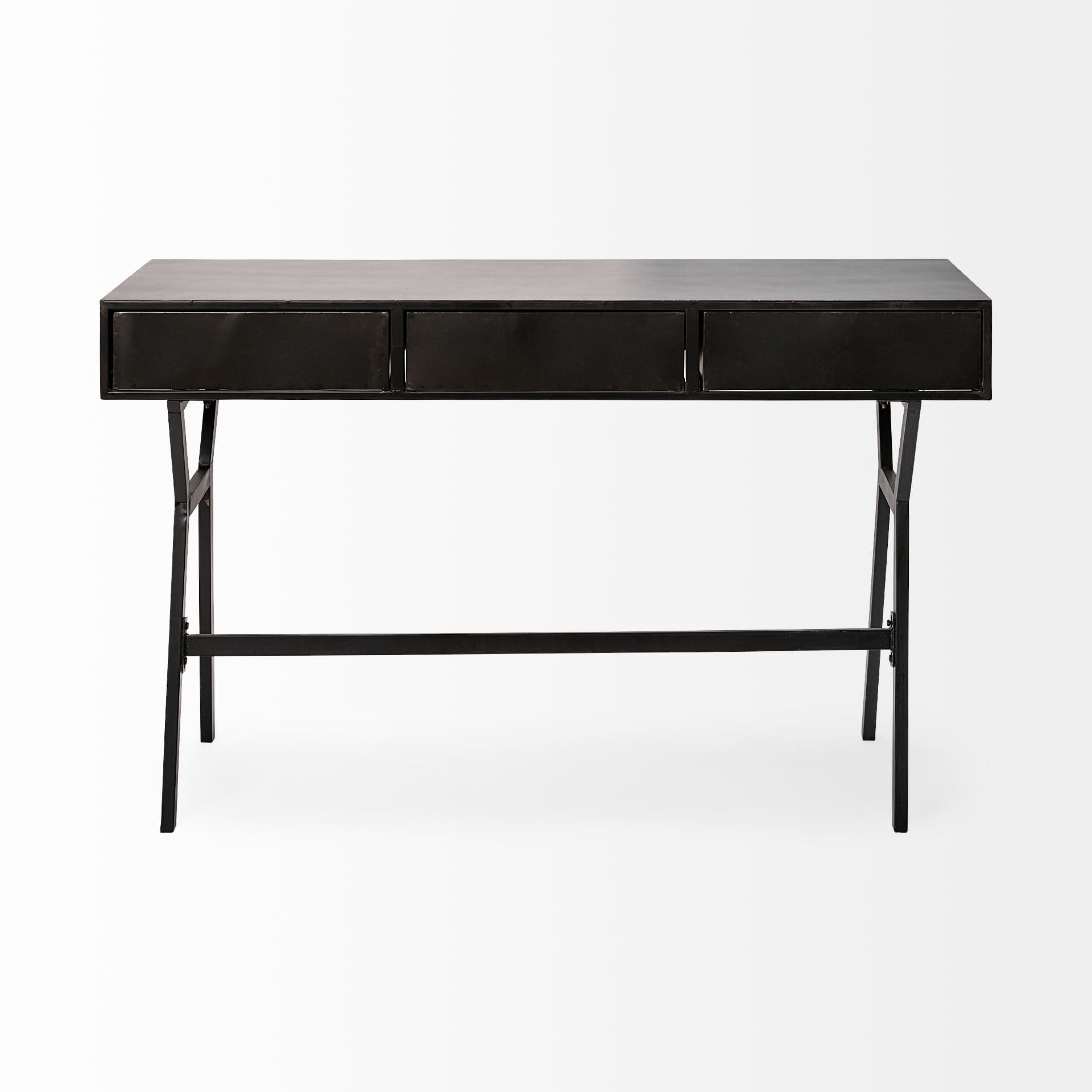 Vince 51L x 18W Black Metal W/Gold Accents 3 Drawer Office Desk — product photograph