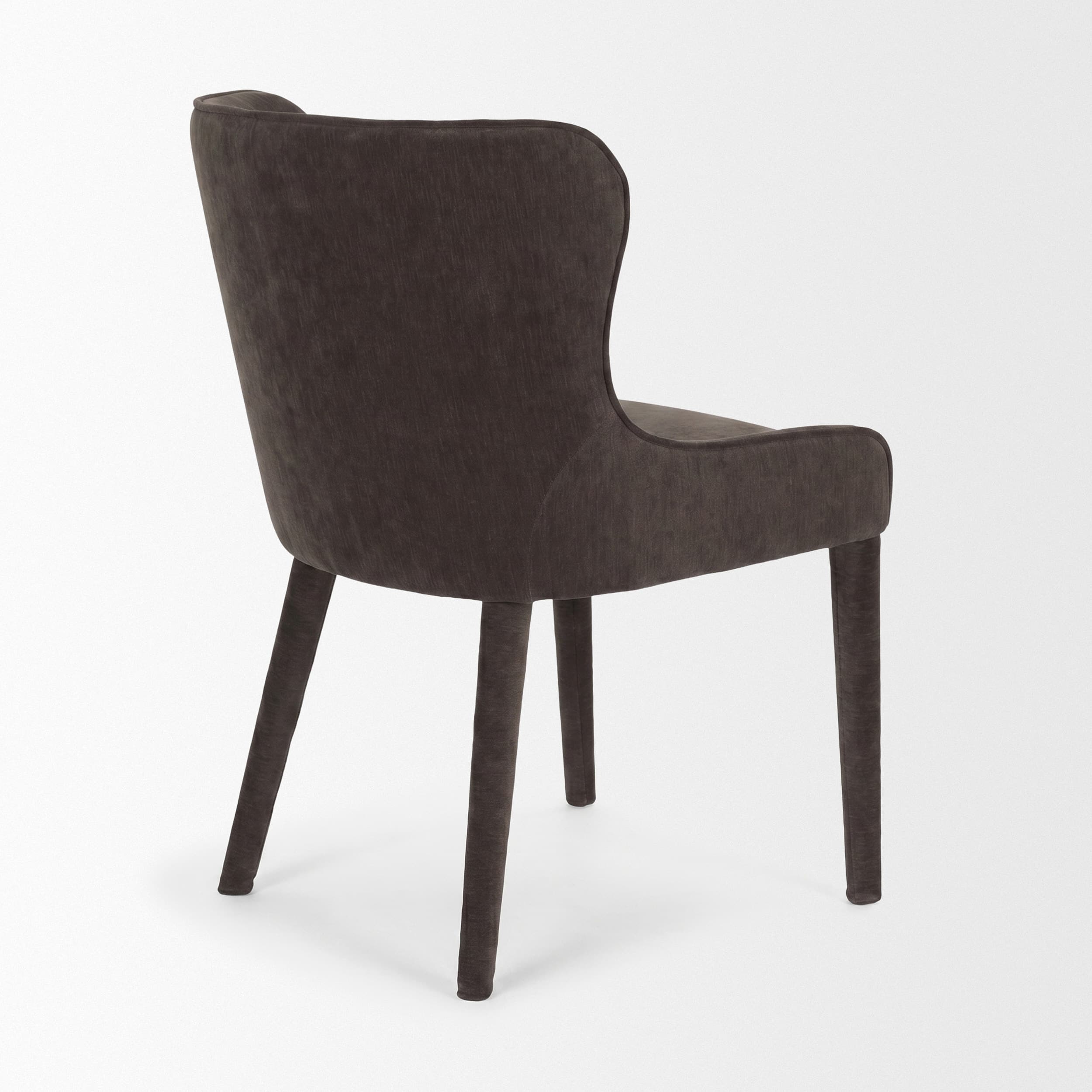 Nolan Wingback Dining Side Chair | Charcoal Chenille w/ Tapered Wood — product photograph