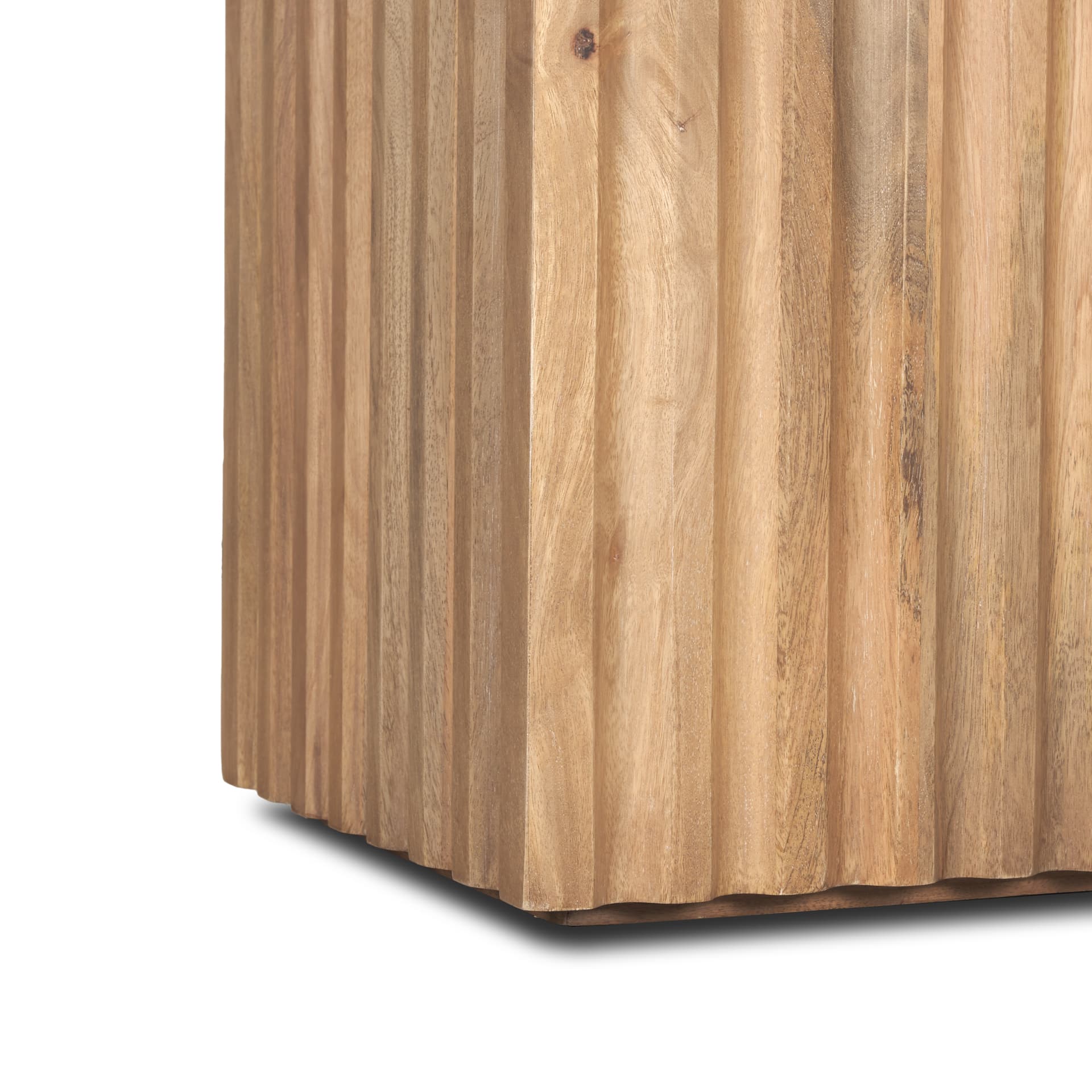 June Light Brown Wood w/ Fluting Square Side Table — product photograph