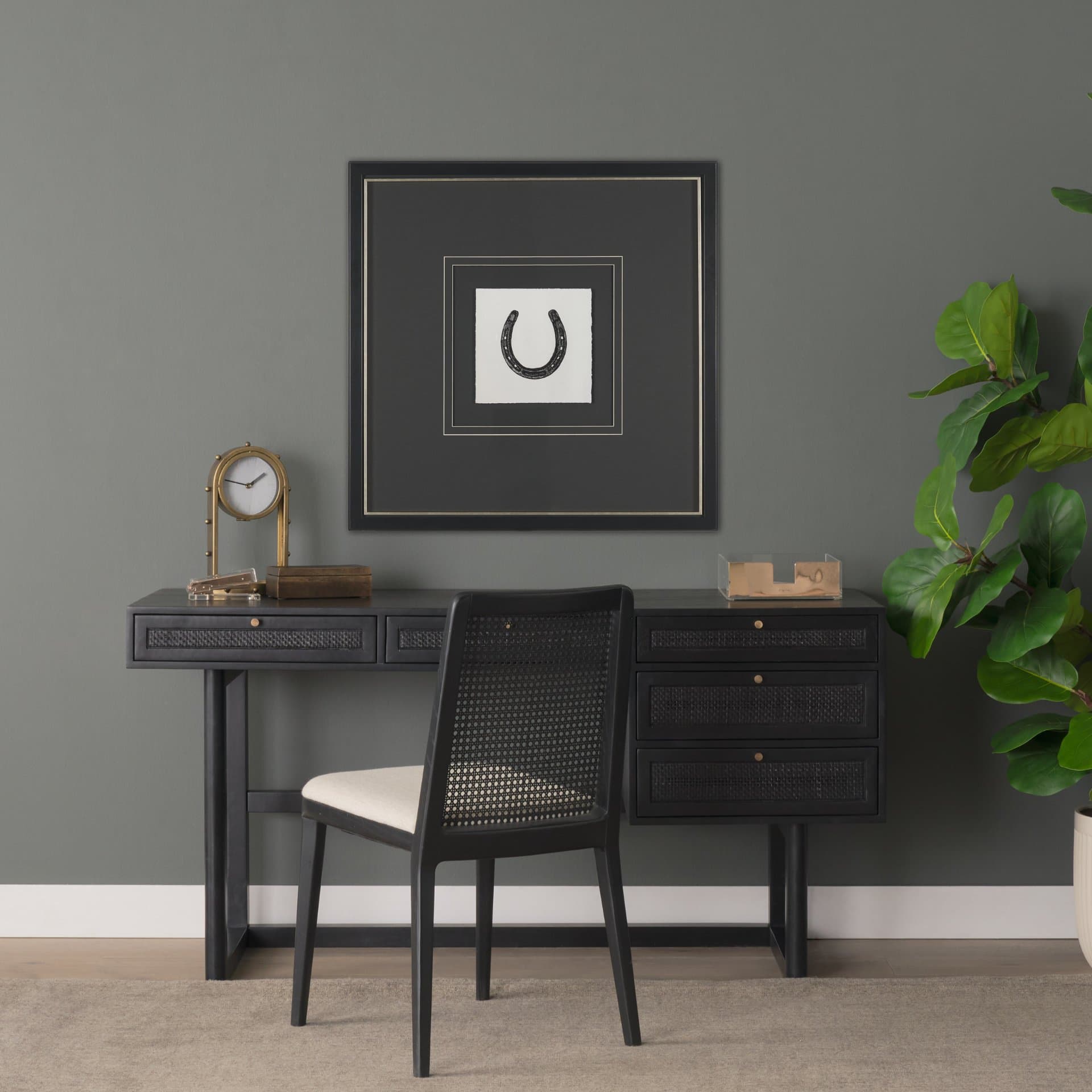 Equestrian Etching III by Mercana Studio Hand-Embellished Textured Framed Artwork Matted under Glass — product photograph