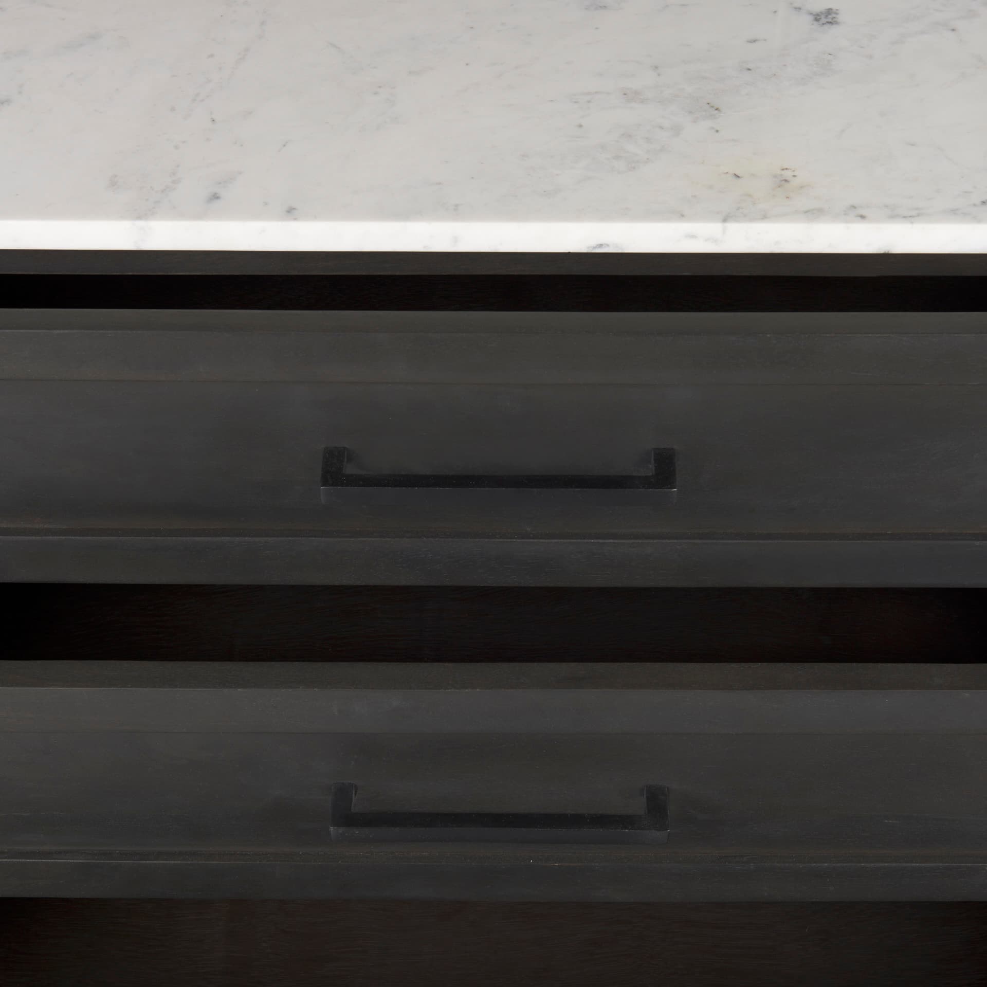 Divina Black-Brown Wood w/ White Marble Top and Black Metal Base Sideboard — product photograph