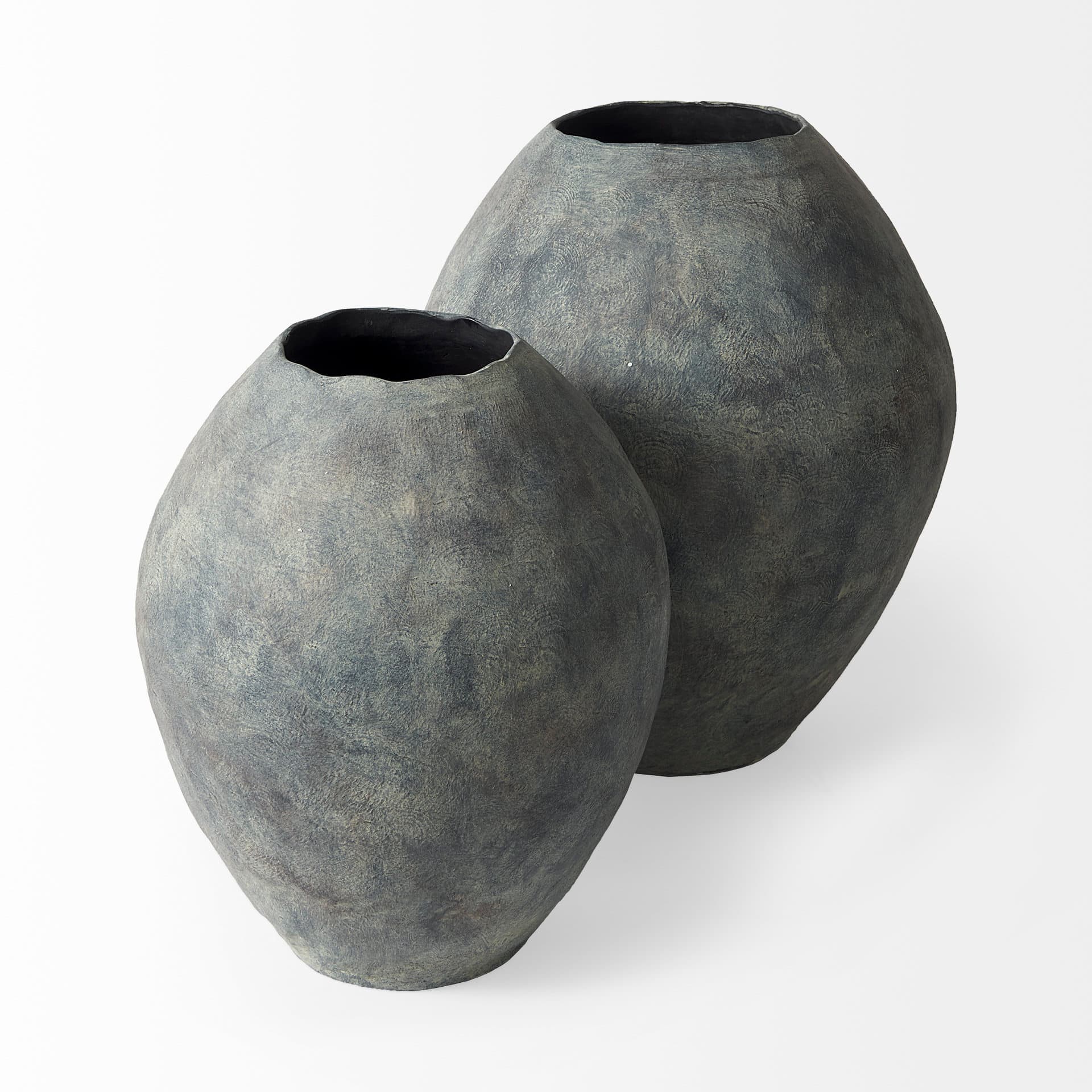 Gobi 16L x 20H Small Gray Ceramic Oval Vase — product photograph