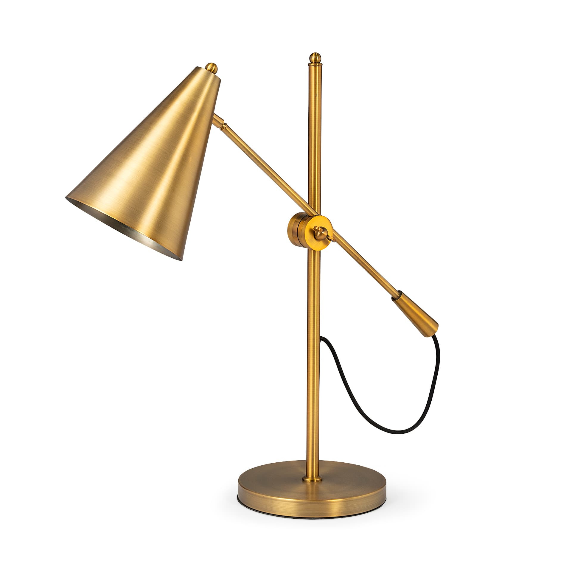 Fragon I (26"H) Gold-Tone Metal Adjustable Cone Shade Table Lamp — product photograph