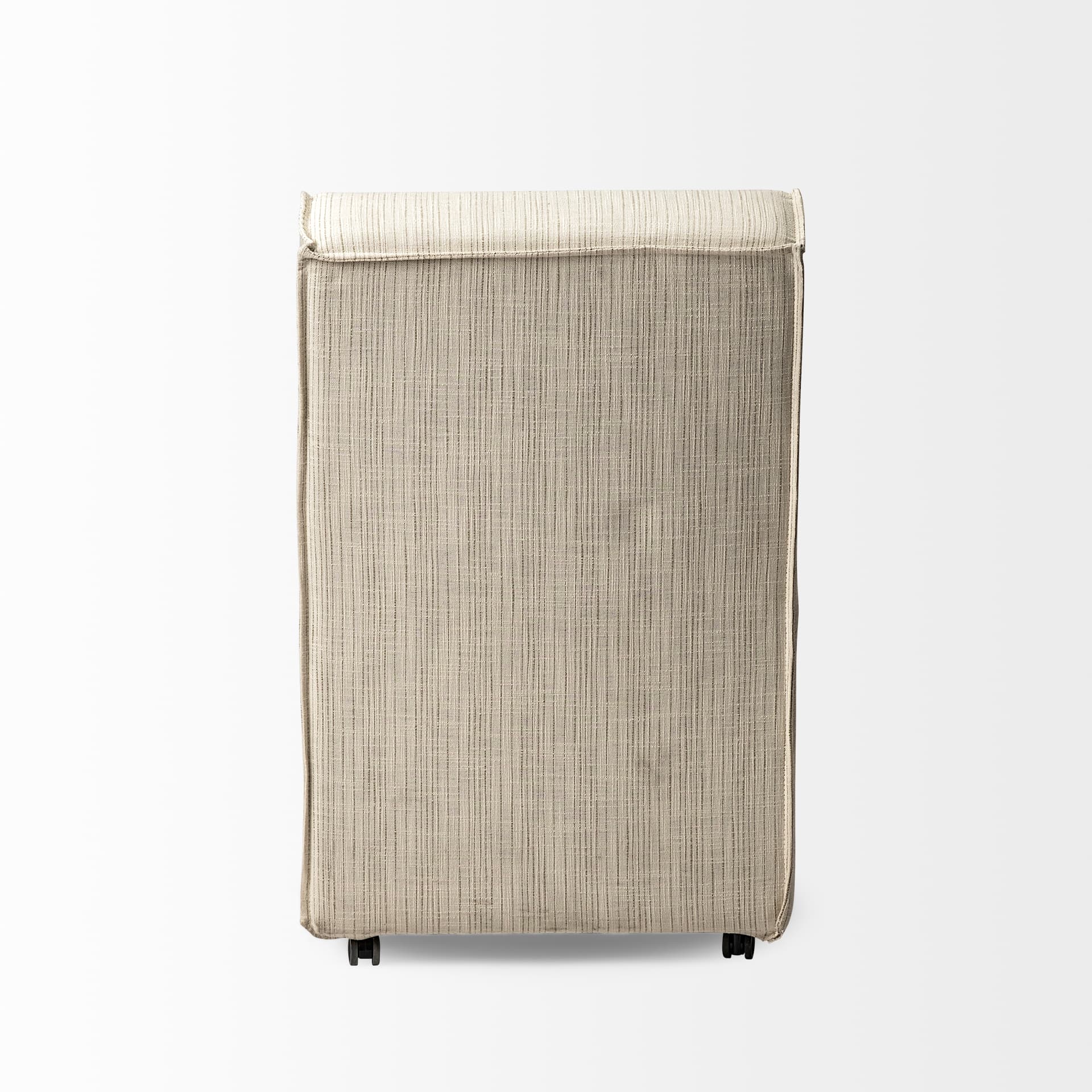 Damon Barrel Back Dining Arm Chair | Cream Fabric w/ Caster Base — product photograph