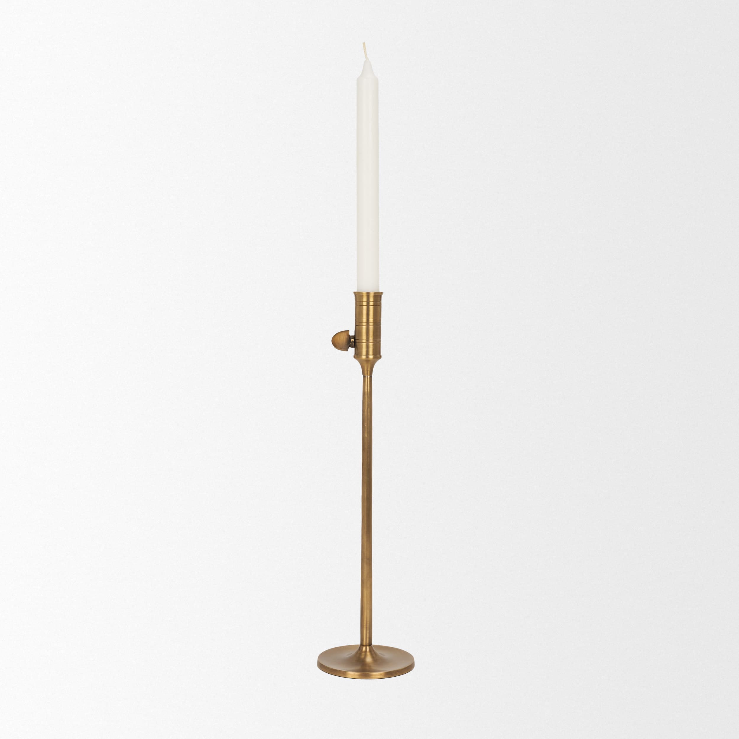 Chantria Large Solid Natural Brass Adjustable Taper Candle Holder — product photograph