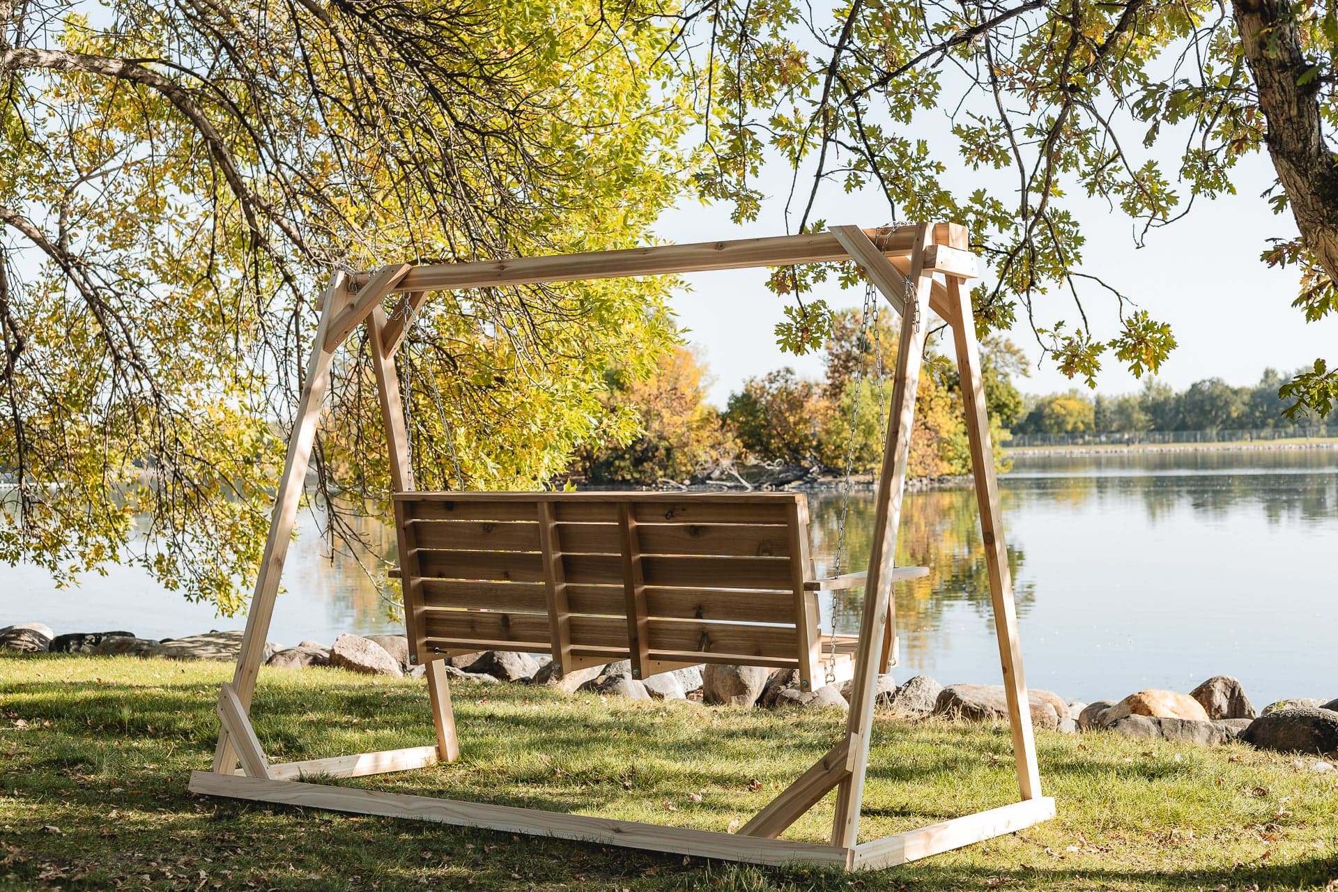 7.5-Ft Cedar Garden A-Frame & Porch Swing Set — product photograph
