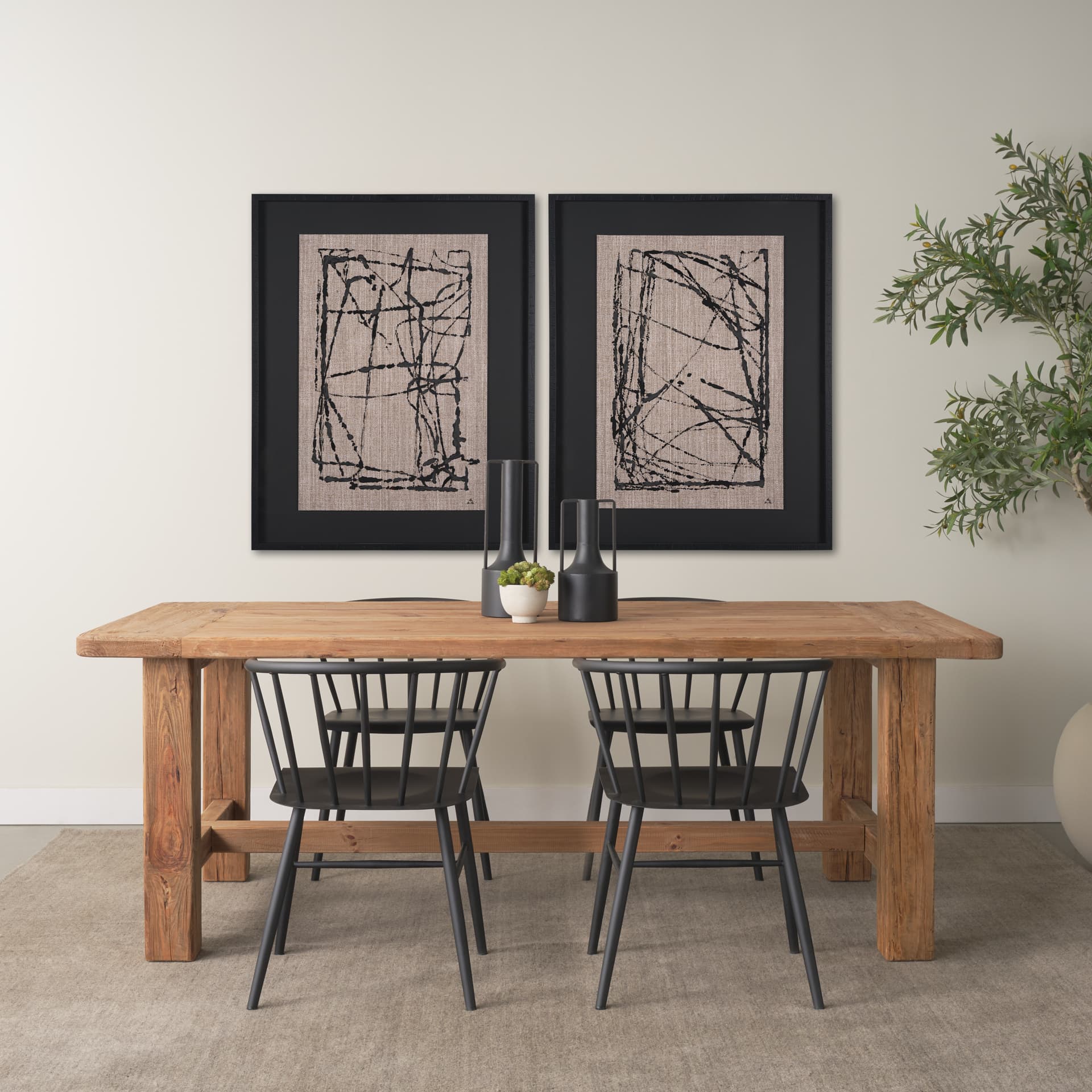 Modern Work 1 by Mercana Studio a Hand Embellished Textured Framed Art Print Matted under Glass — in a styled room