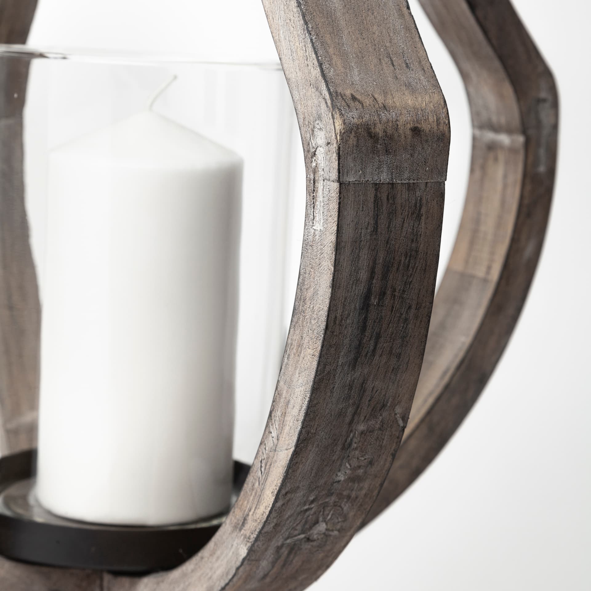 Brillion Large Rustic Wood Metal Table Candle Holder — product photograph