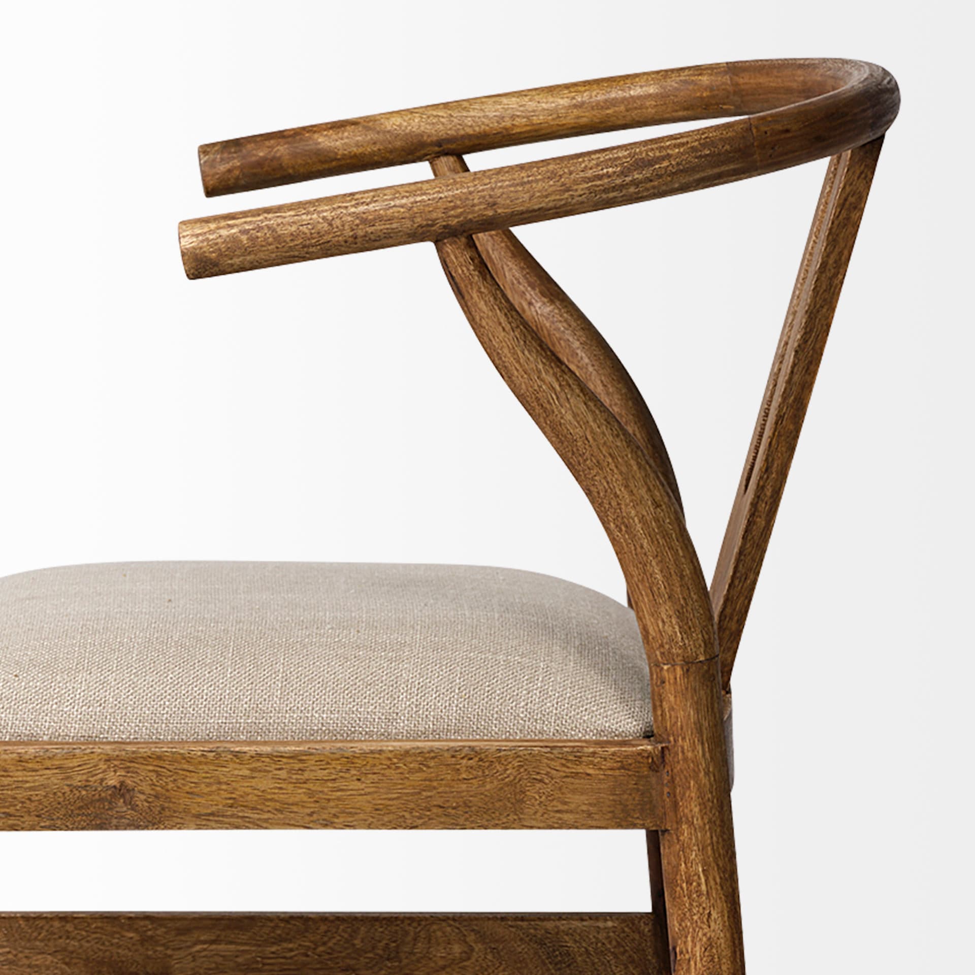 Trixie Backless 37in Seat Counter Stool | Cream Fabric w/ Brown Wood — product photograph