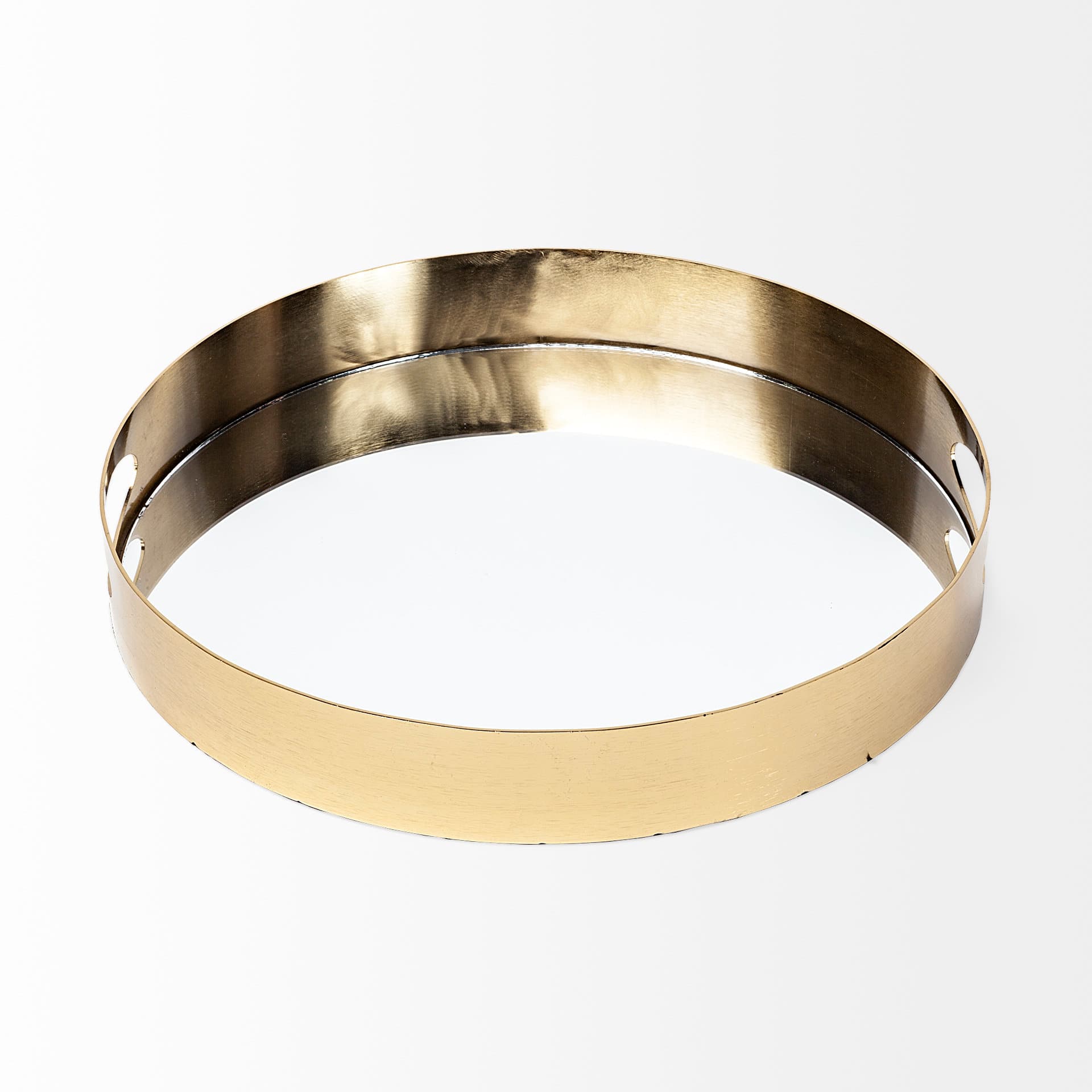Serkis 15L x 15W Gold Metal Mirrored Base Round Tray — product photograph