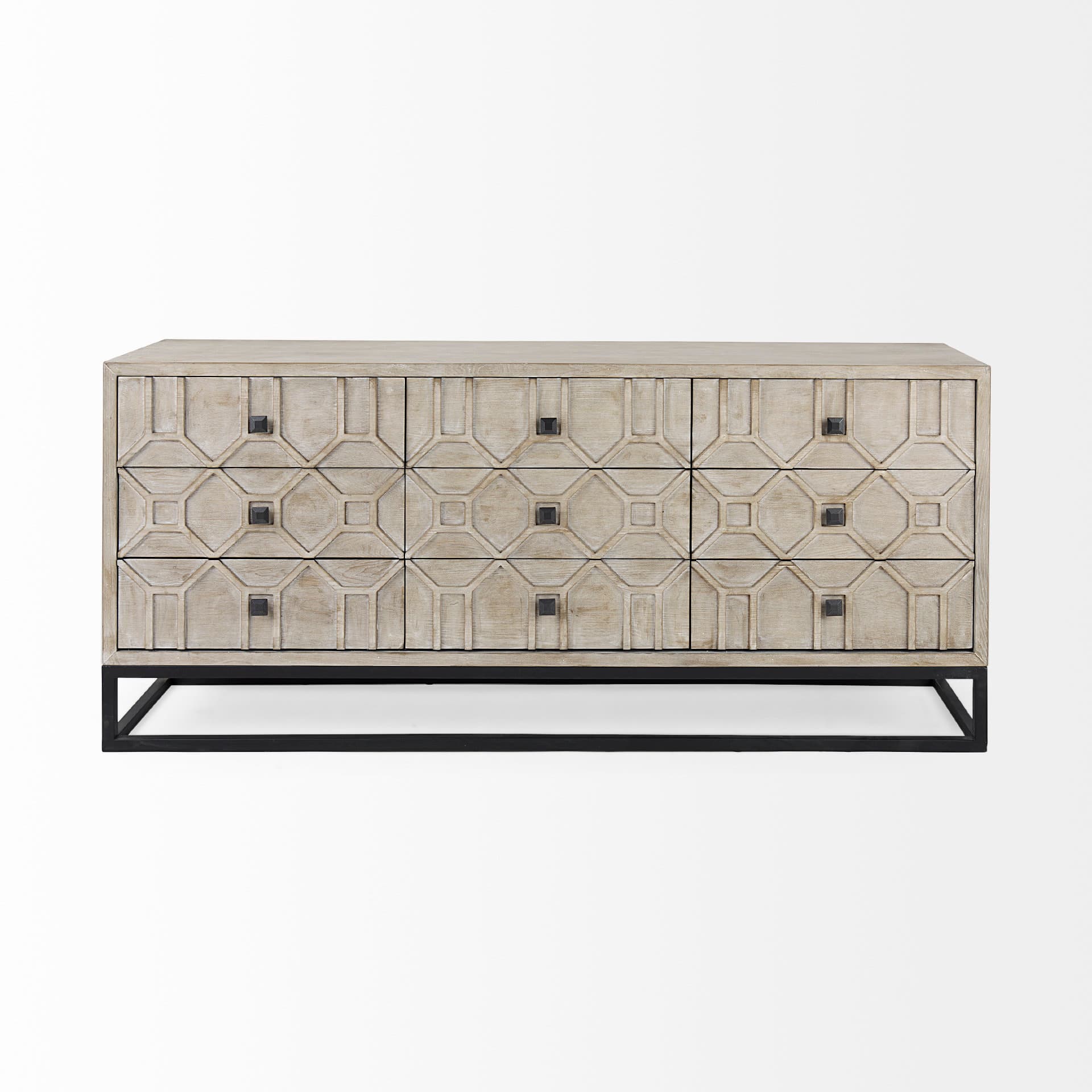 Genevieve II Light Brown Fir Veneer 9 Drawer Sideboard — product photograph