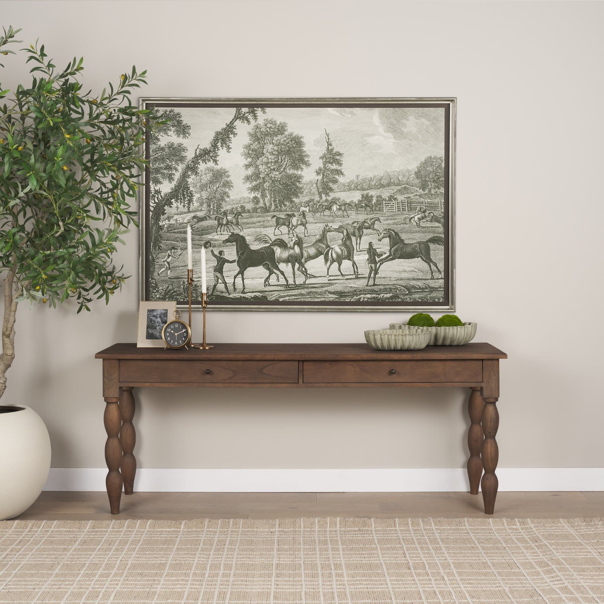 Equestrian Scenes III by Vision Studio Hand Embellished Textured Framed Art Print Matted under Glass — in a styled room