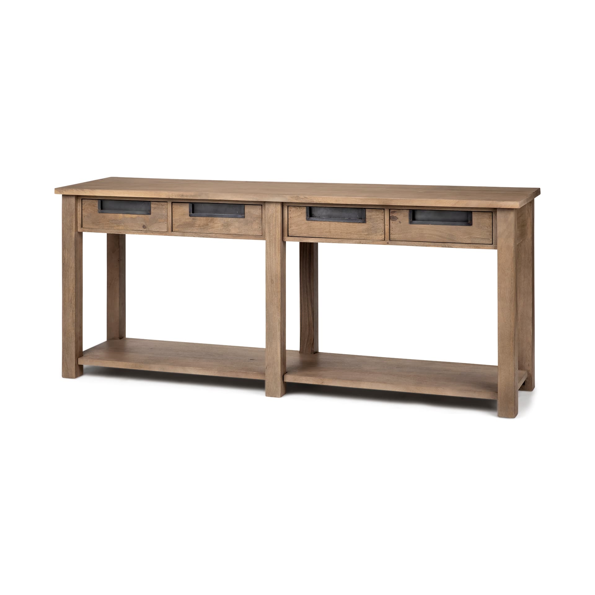 Harrelson III 72L x 18W Brown Wood 4 Drawer Console Table — product photograph