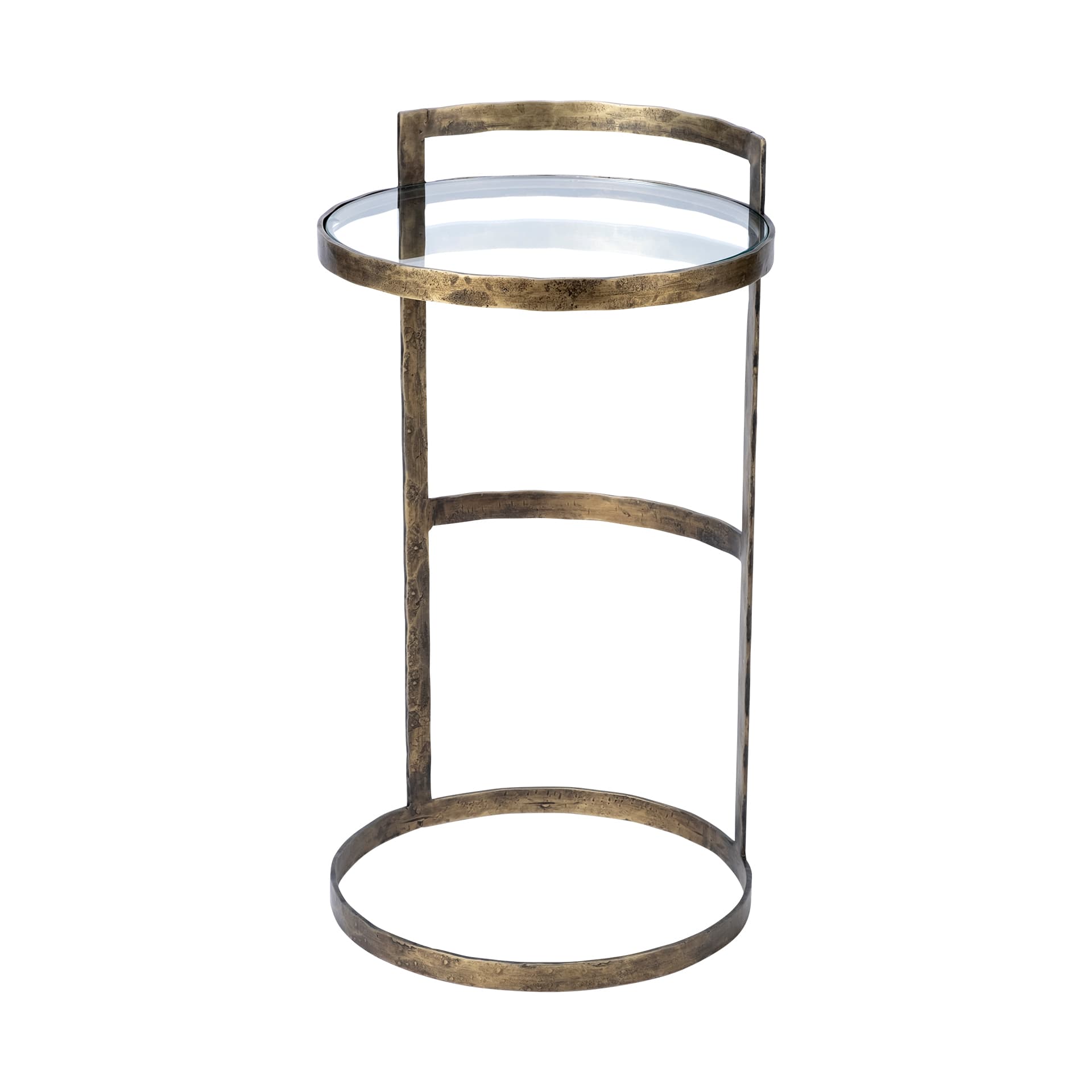 Reimer 15L x 15W Gold Round Glass Top W/Metal Frame Accent Table — product photograph