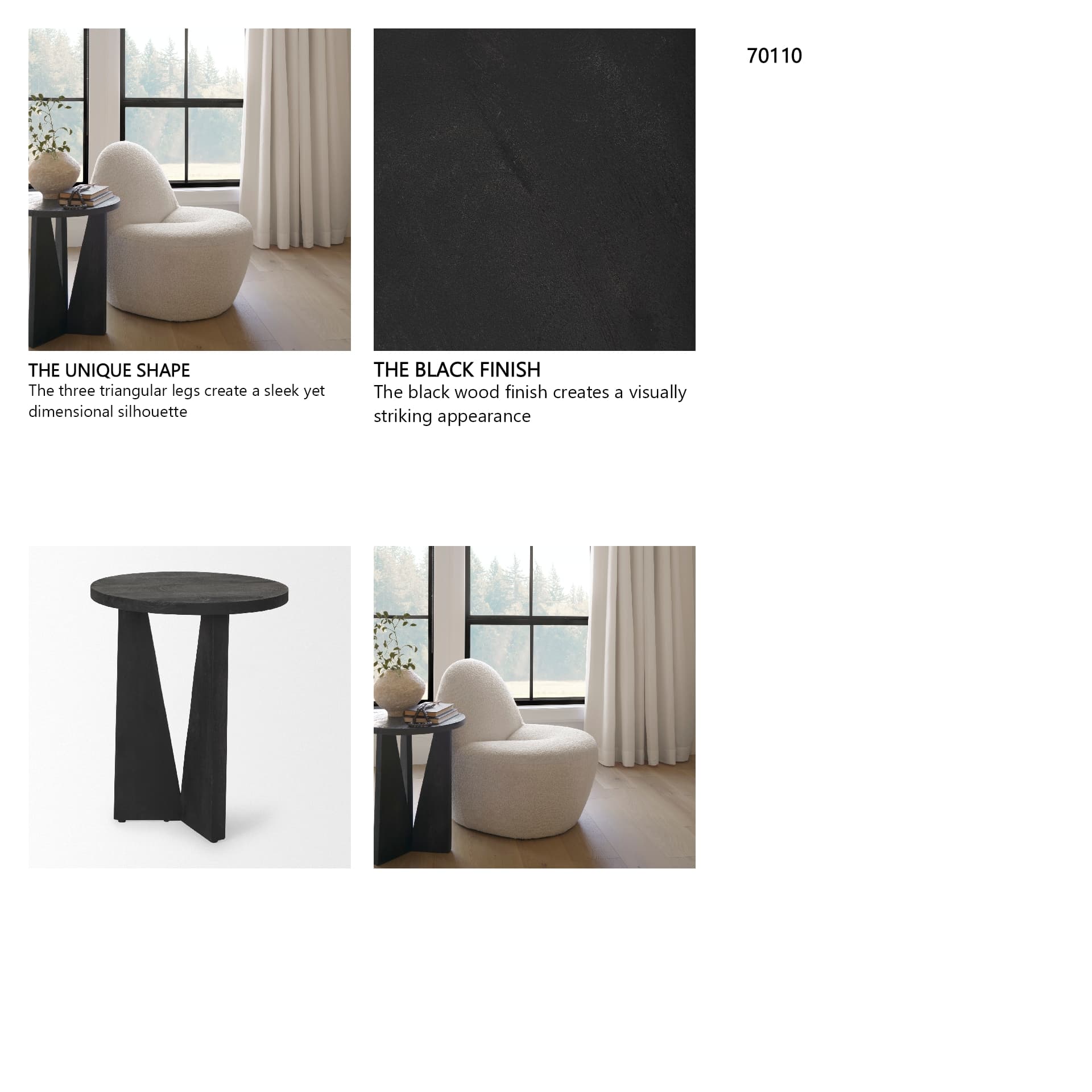 Mattius Black Wood Accent Table — in a styled room