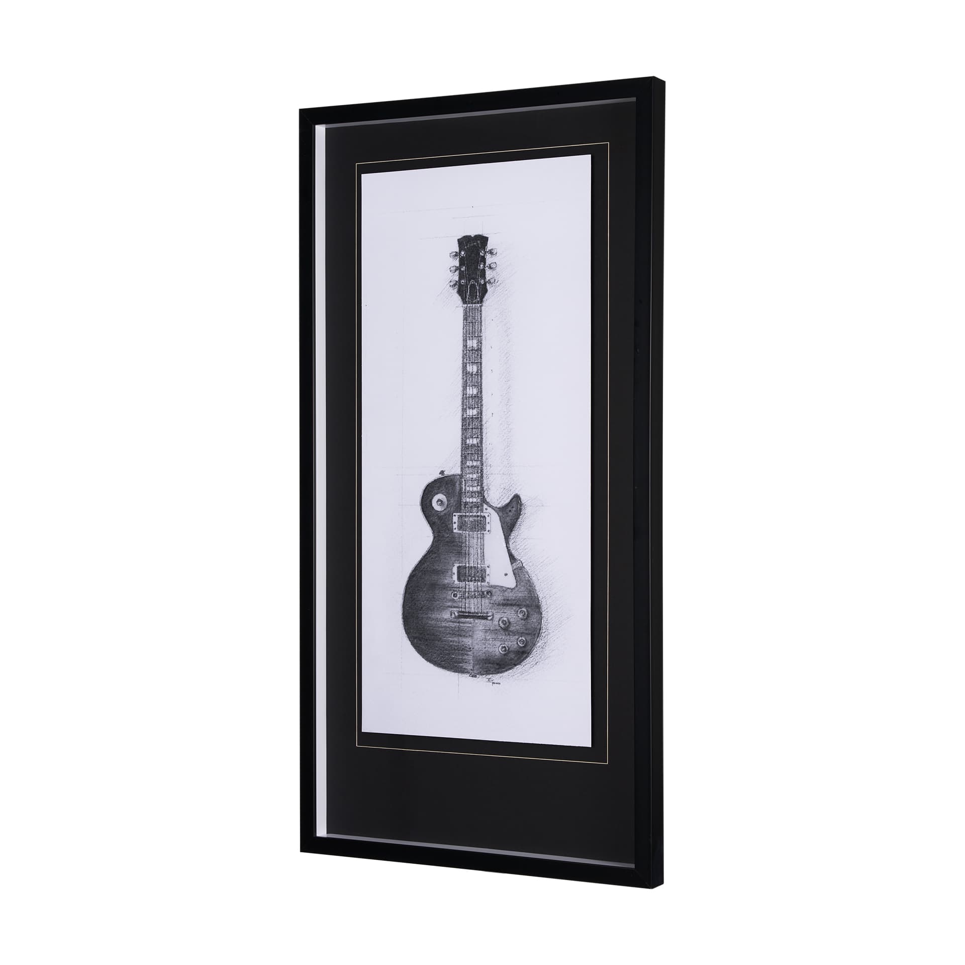 Guitar III by Mercana Studio a Hand Embellished Textured Framed Art Print Matted under Glass — product photograph