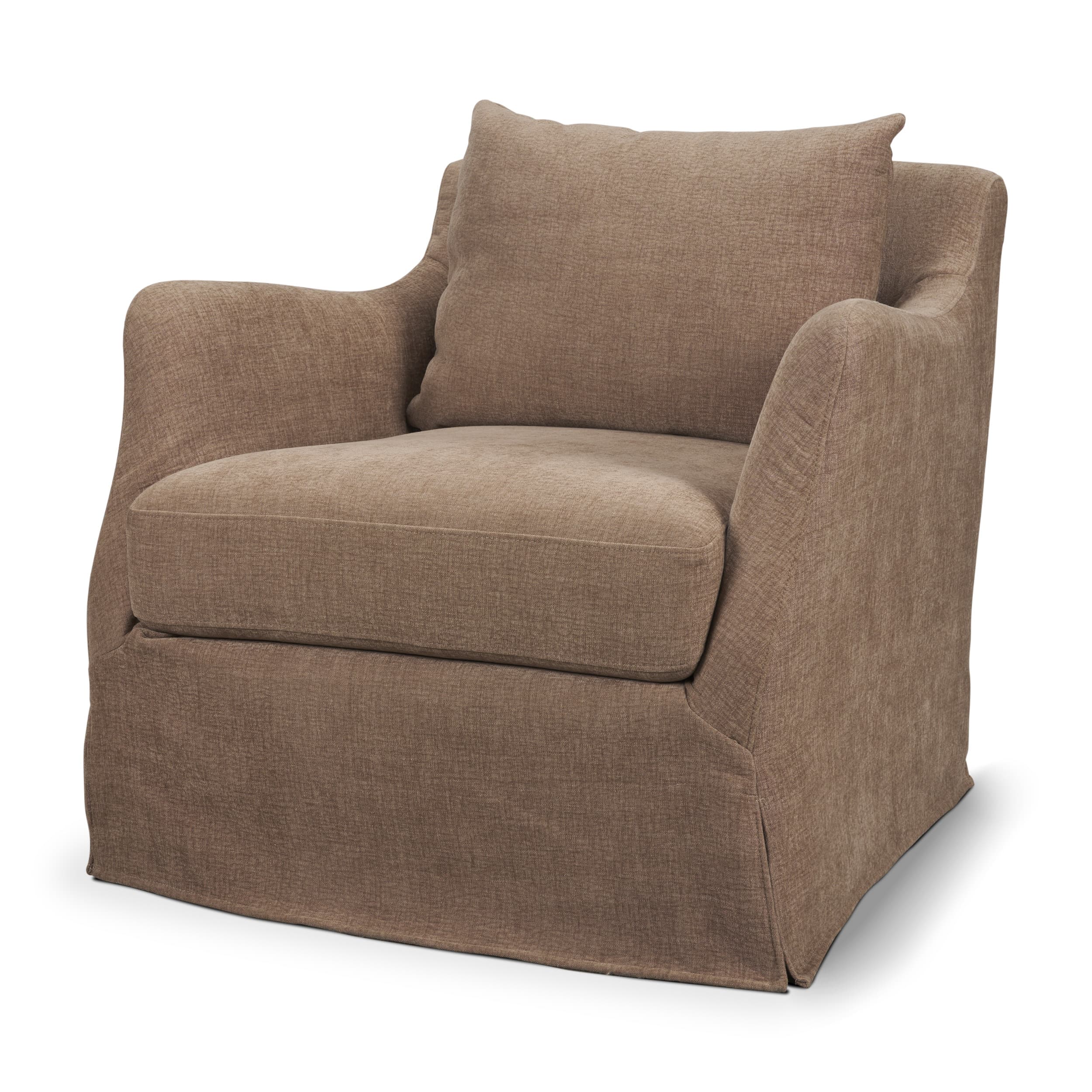 Ellington Slipcovered Slope Arm Swivel Accent Chair | Stonewashed Latte Fabric — product photograph